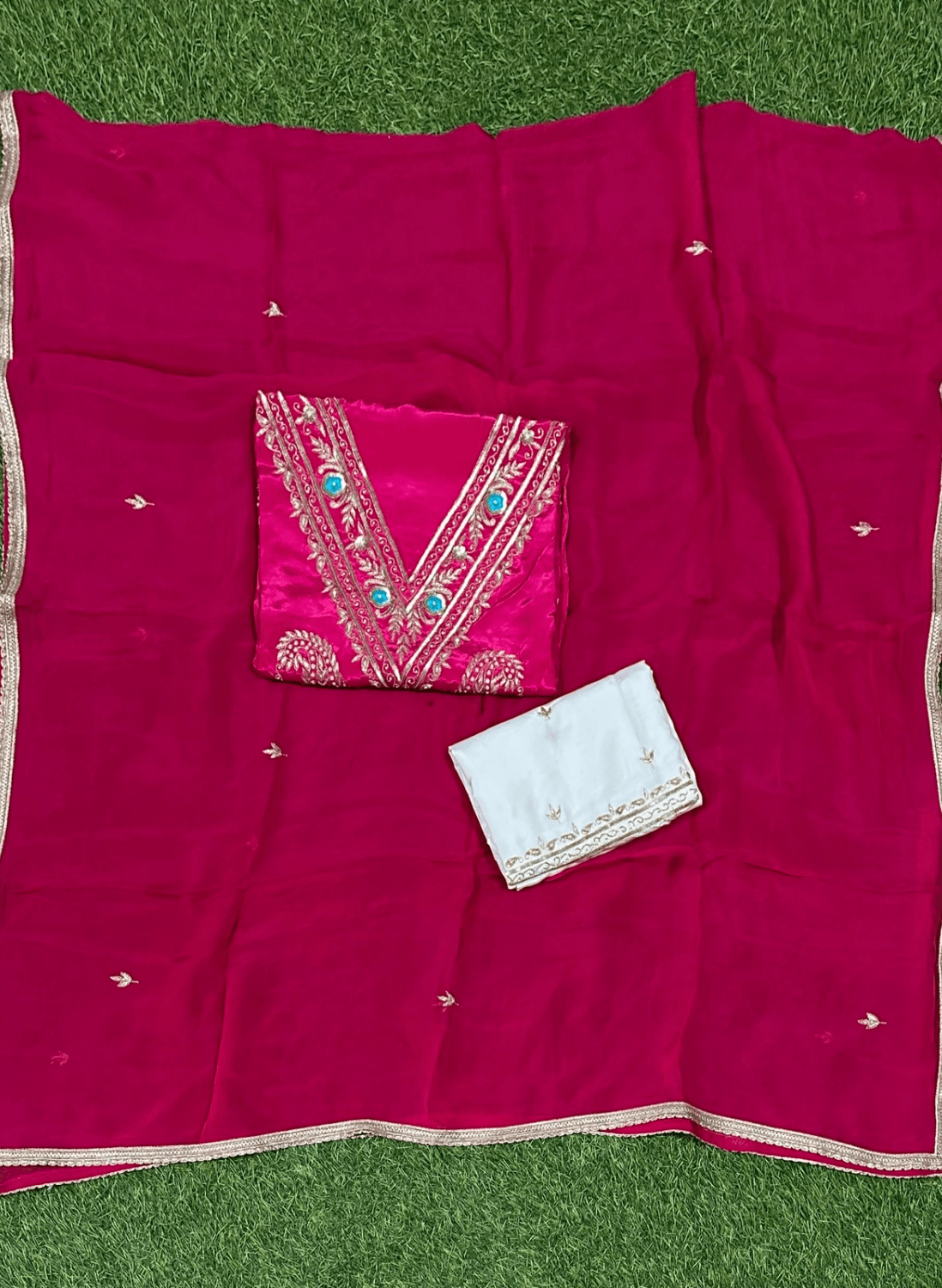 FS182 | Hot pink And white | Crepe Suit | Wedding | Party Wear | Casual wear | Festival Suit | F9HAAA