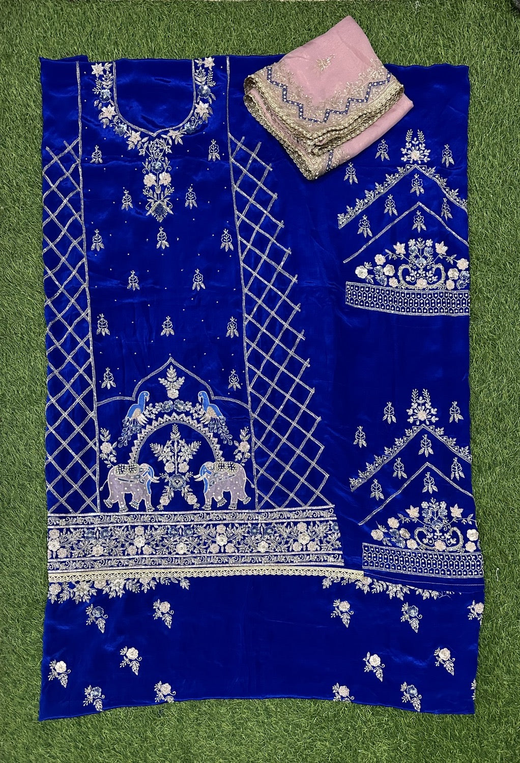 Royal blue | Crepe Suit | Wedding | Party Wear | Ring Ceremony | Festival Suit|