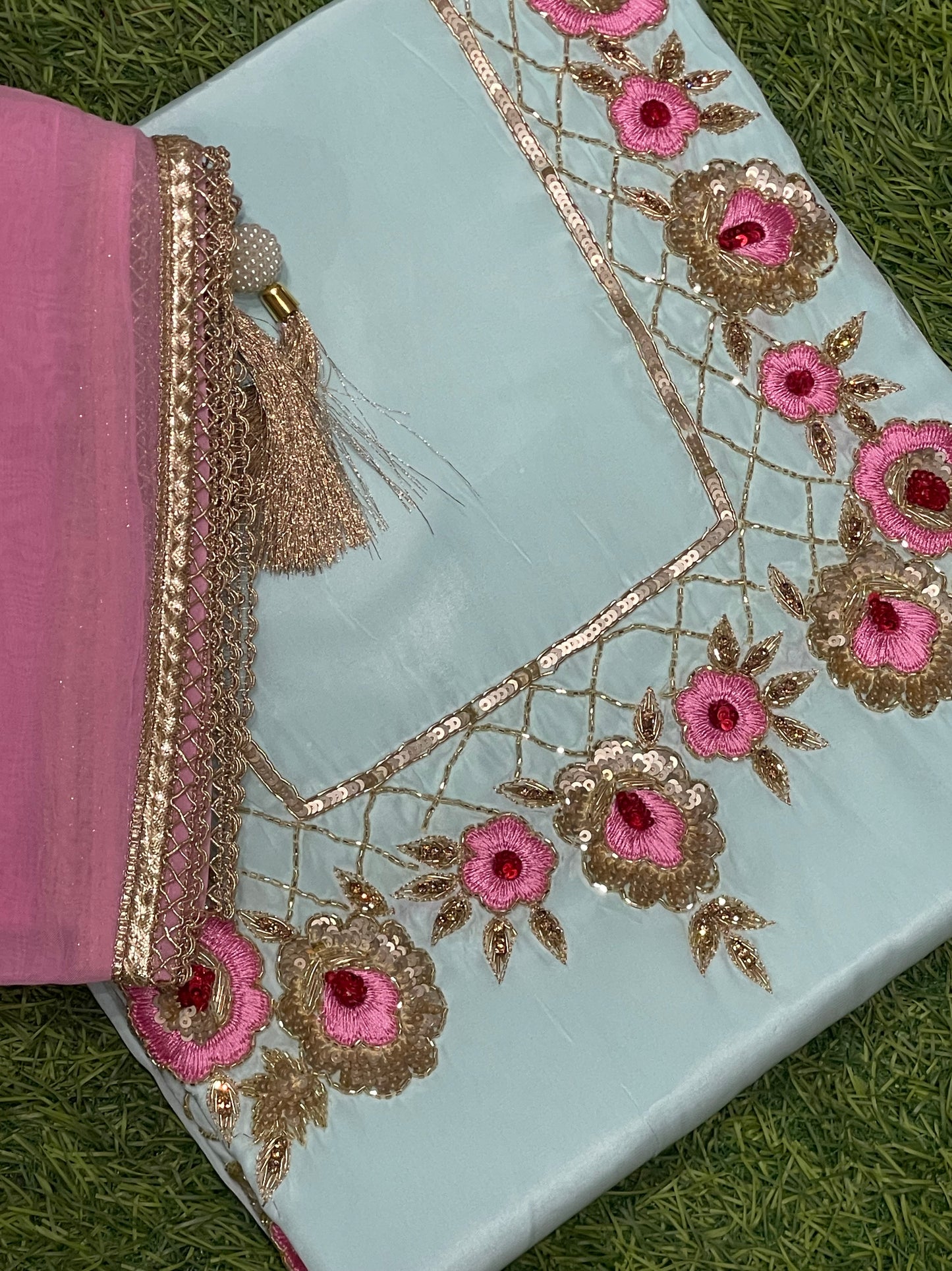 FS223 | Off White Crepe Suit | Party Wear | Wedding | Jaggo | Ring Ceremony | Festival| | F9GAAA