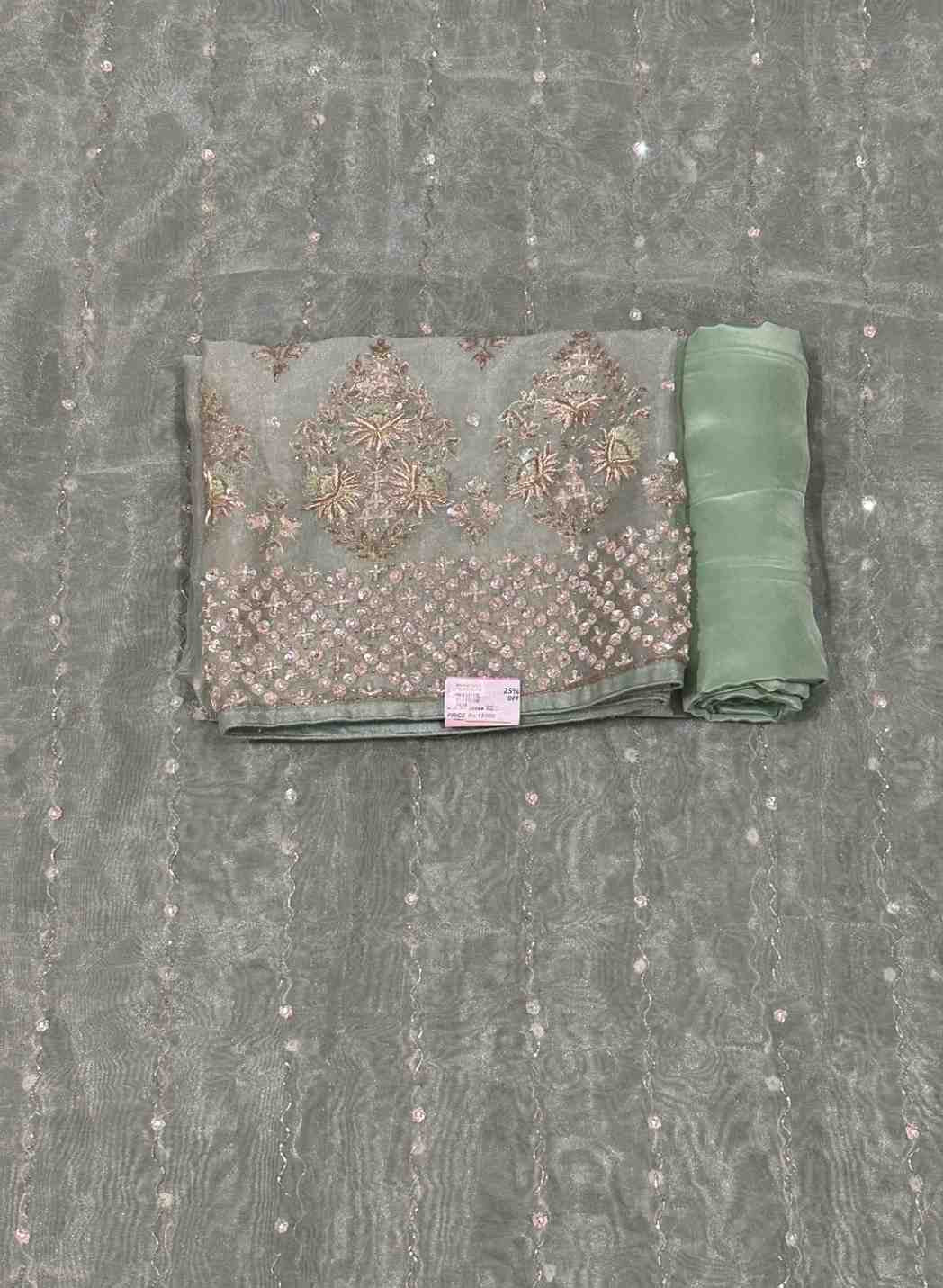 Light pista Organza Suit | Party Wear | Wedding | Jaggo | Ring Ceremony | Festival |