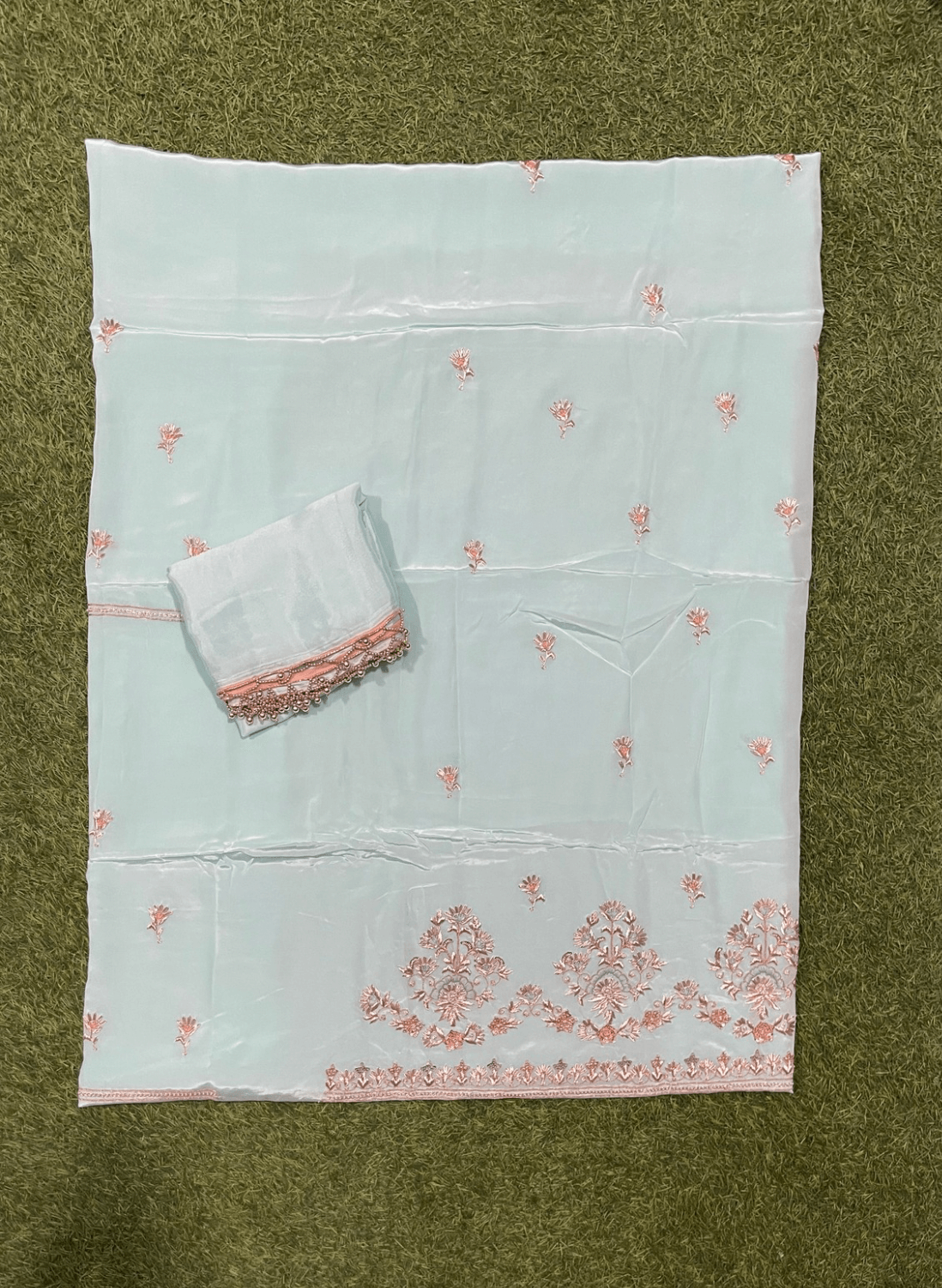 Light Sky-Blue | Crepe | Crepe Suit | Wedding | Party Wear | Ring Ceremony | Festival Suit | Allover suit|