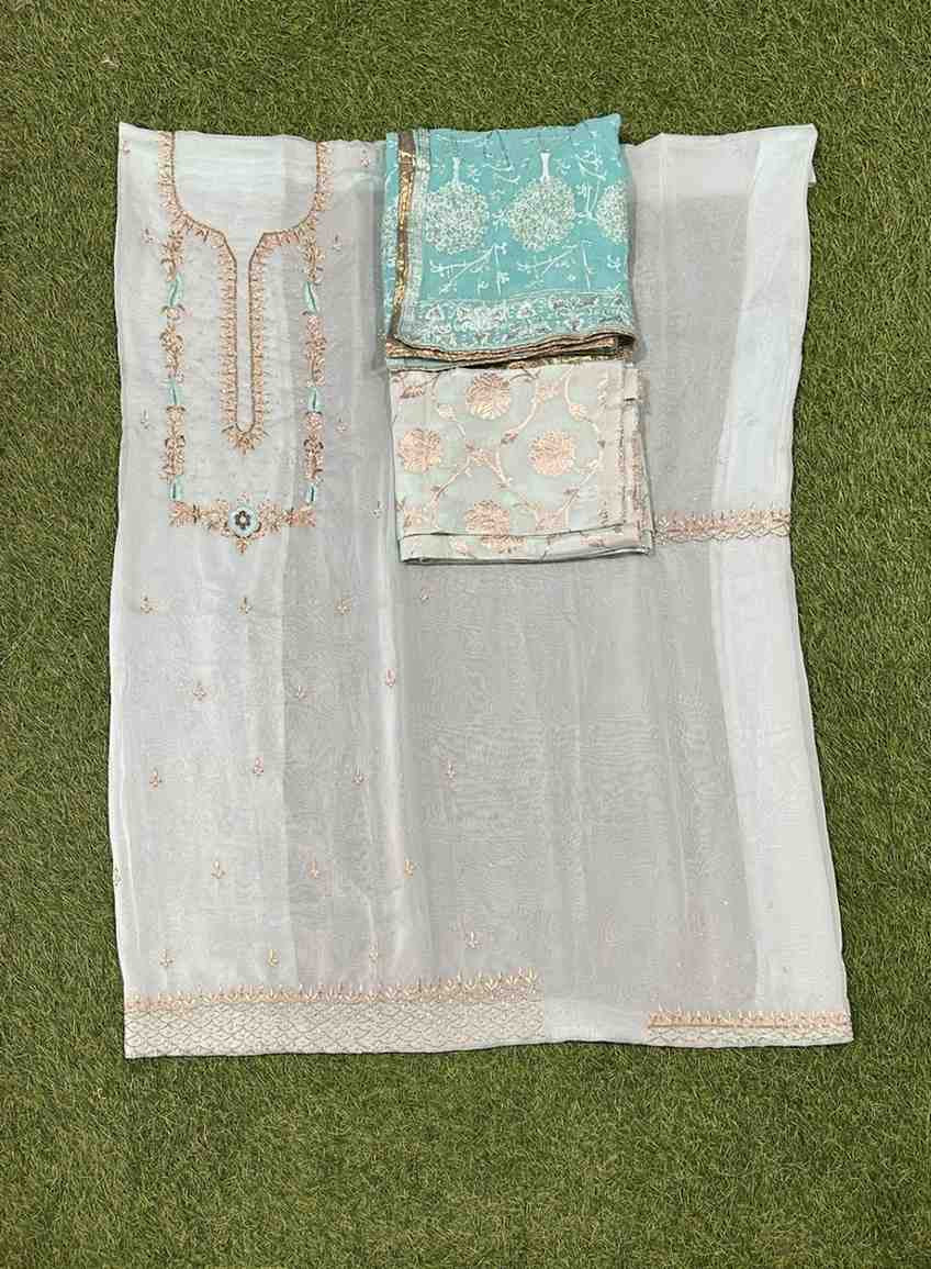 Light sky blue Organza Suit | Party Wear | Wedding | Ring Ceremony | Festival | Bridal | FS061
