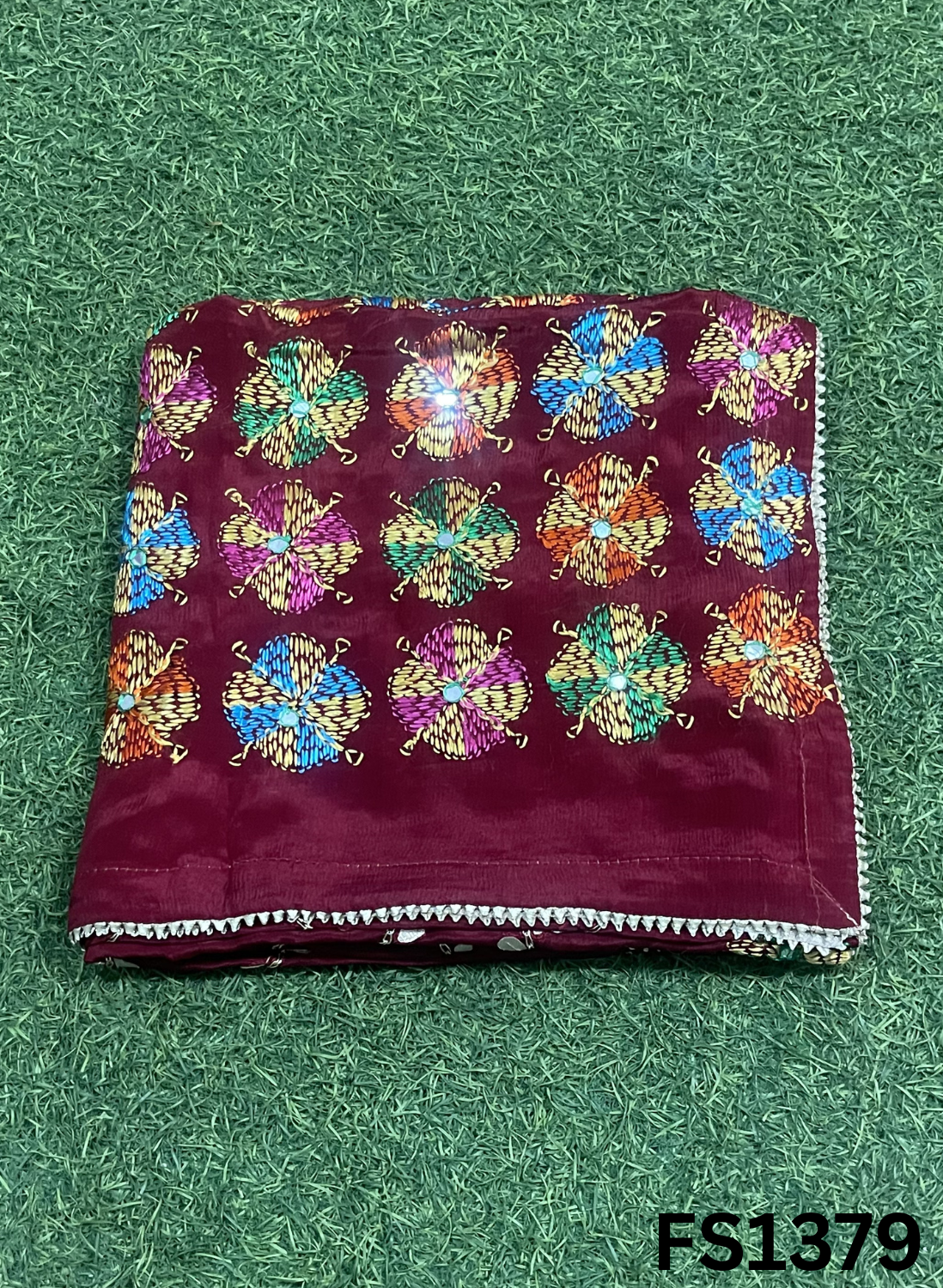 FS1379 | Orange | Luxurious| Embroidered | Phulkari | 2.5 Meter of Elegance