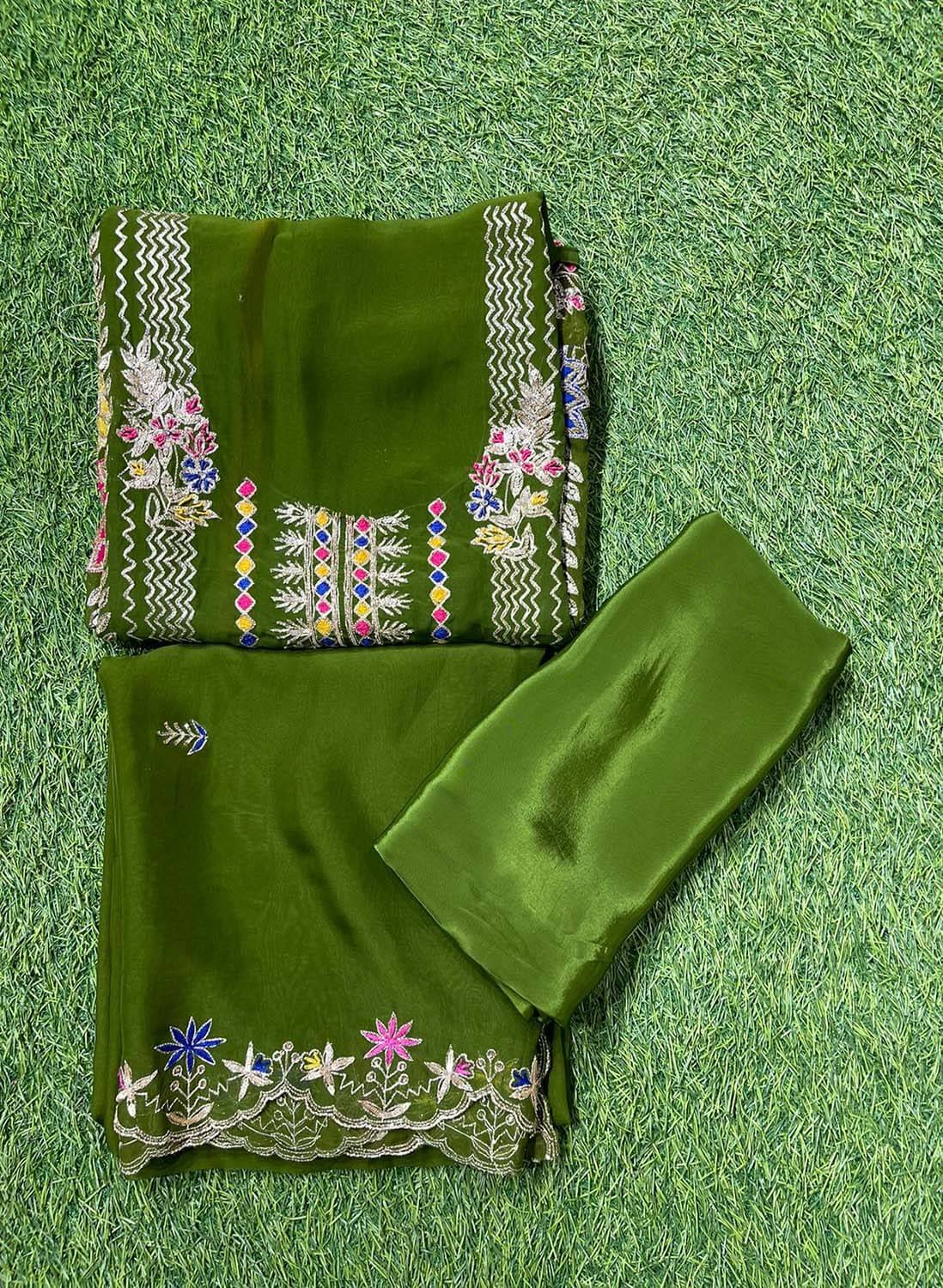 FS294 | Organza Suit | Party Wear | Wedding | Jaggo | Ring Ceremony | Festival|