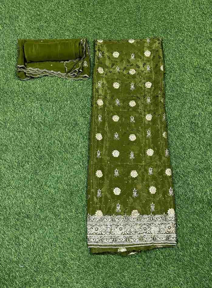 Mehandi Banarsi Shimmer Suit | Party Wear | Wedding | Jaggo | Ring Ceremony | Festival |