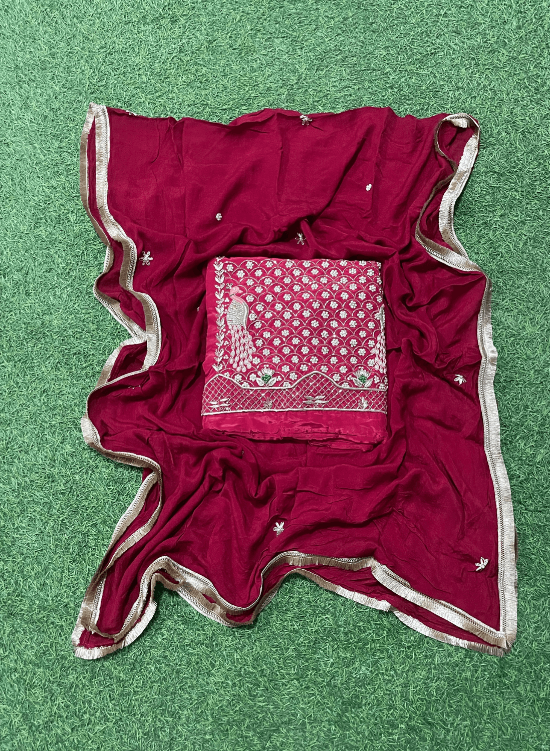 | Mehroon Crepe | Crepe Suit | Wedding | Party Wear | Ring Ceremony | Festival Suit|