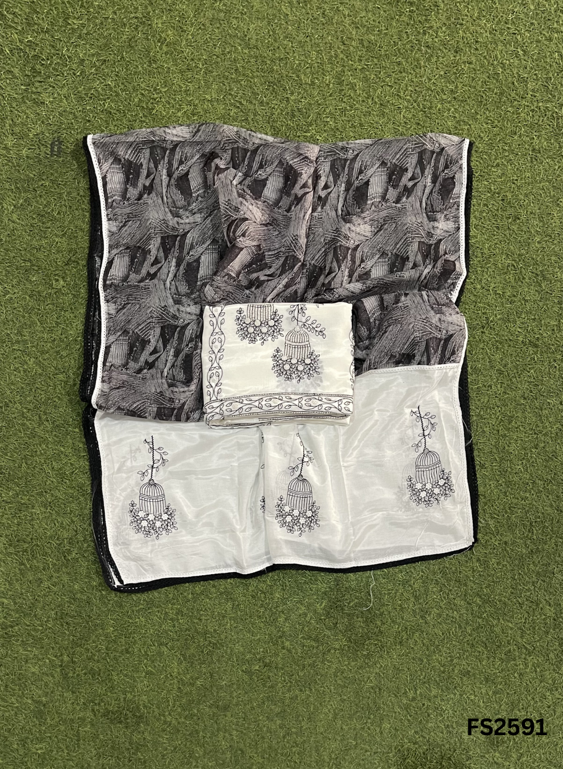 FS2591 | Black-White | Muslin Cotton Suit | Casual wear| Summer Suits | Regular wear |
