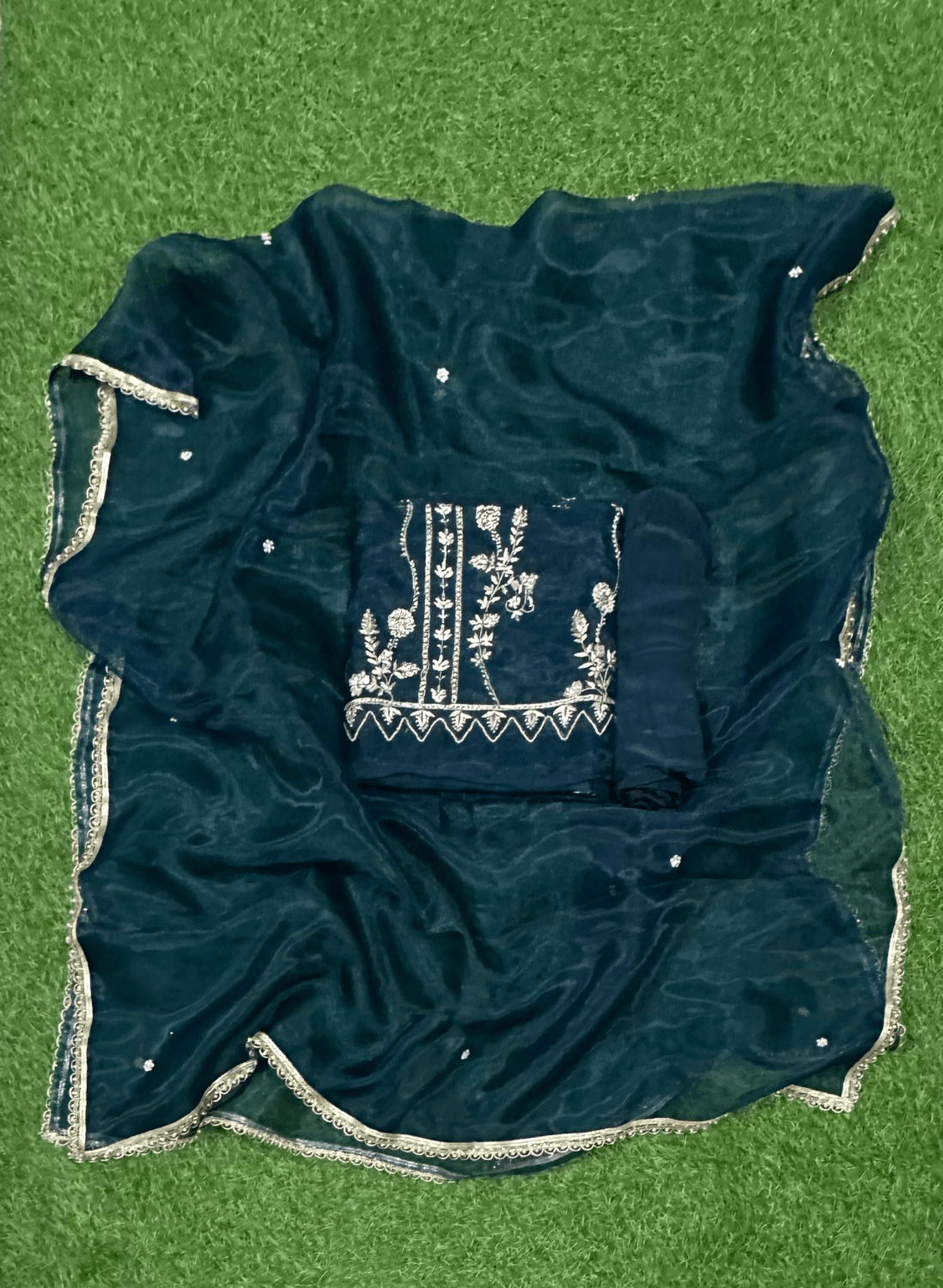 FS792 | Navy blue | Organza Suit | Party Wear | Wedding | Jaggo | Ring Ceremony | Festival | F9GFAA