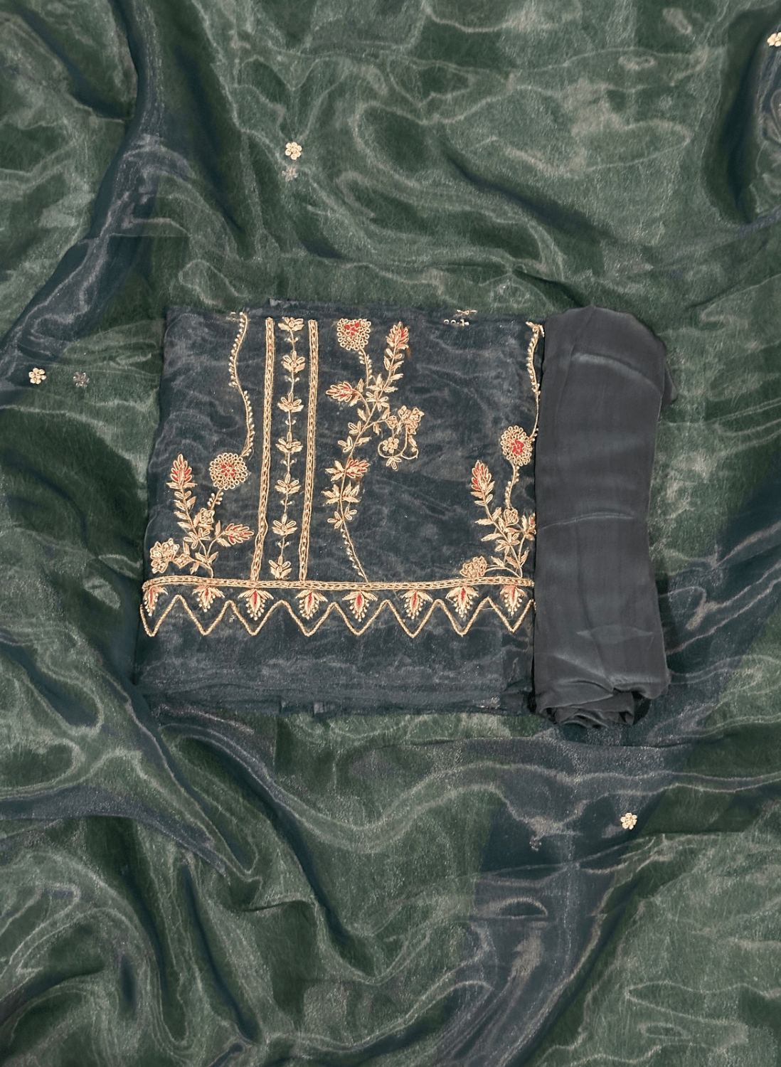 FS792 | Navy blue | Organza Suit | Party Wear | Wedding | Jaggo | Ring Ceremony | Festival | F9GFAA