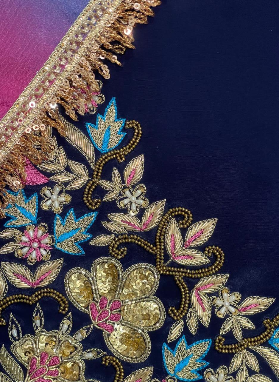 FS683 | Navy blue Crepe| Crepe Suit | Wedding | Party Wear | Ring Ceremony | Festival Suit | Allover suit |