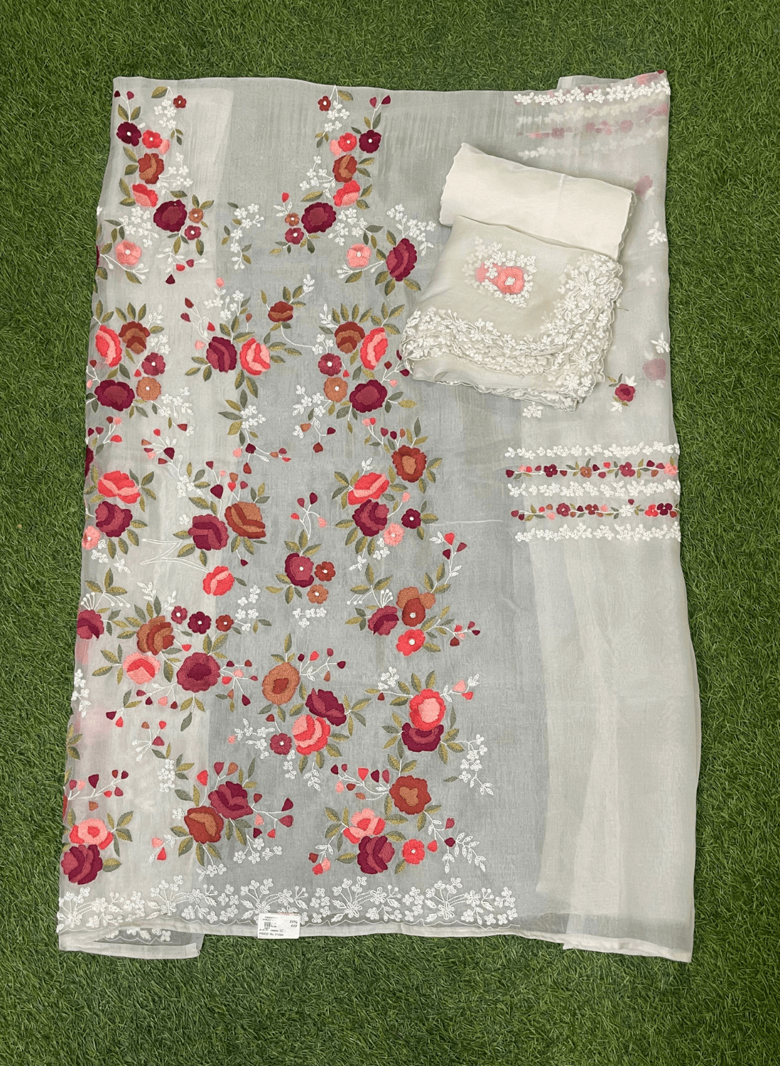 Off-White | Pure Organza Suit| Party Wear | Wedding | Jaggo | Ring Ceremony | Festival | Handwork suit|