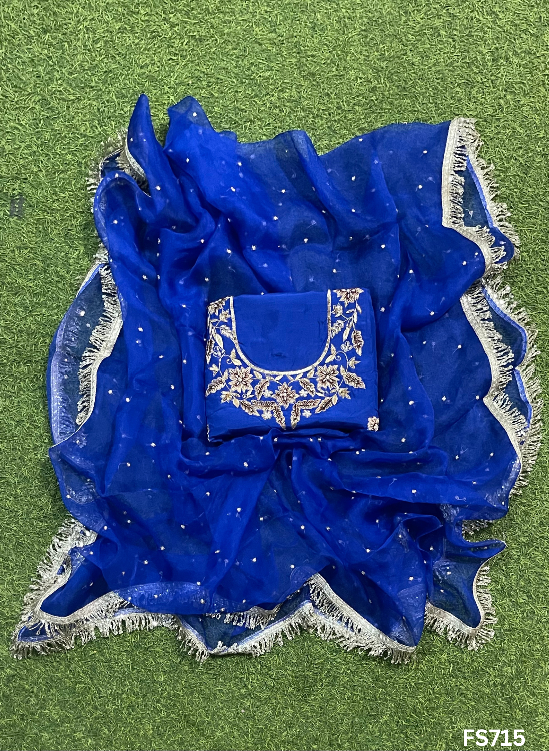 FS715 | Royal-Blue | Raw Silk | Kurti-Lehenga | Party Wear | Wedding | Jaggo | Festival |