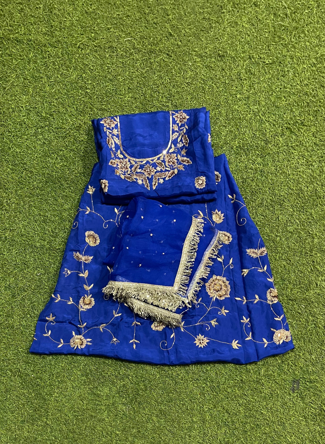 FS715 | Royal-Blue | Raw Silk | Kurti-Lehenga | Party Wear | Wedding | Jaggo | Festival |