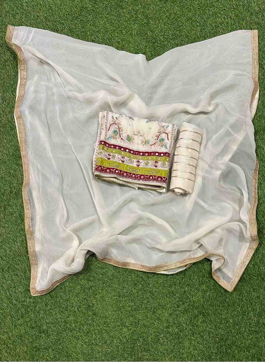 | Off white Organza Suit | Party Wear | Wedding | Jaggo | Ring Ceremony | Festival|