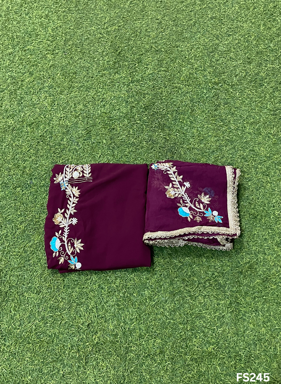 FS245 | Dark onion colour | georgette Suit | Party Wear | Wedding | Jaggo | Ring Ceremony | Festival |