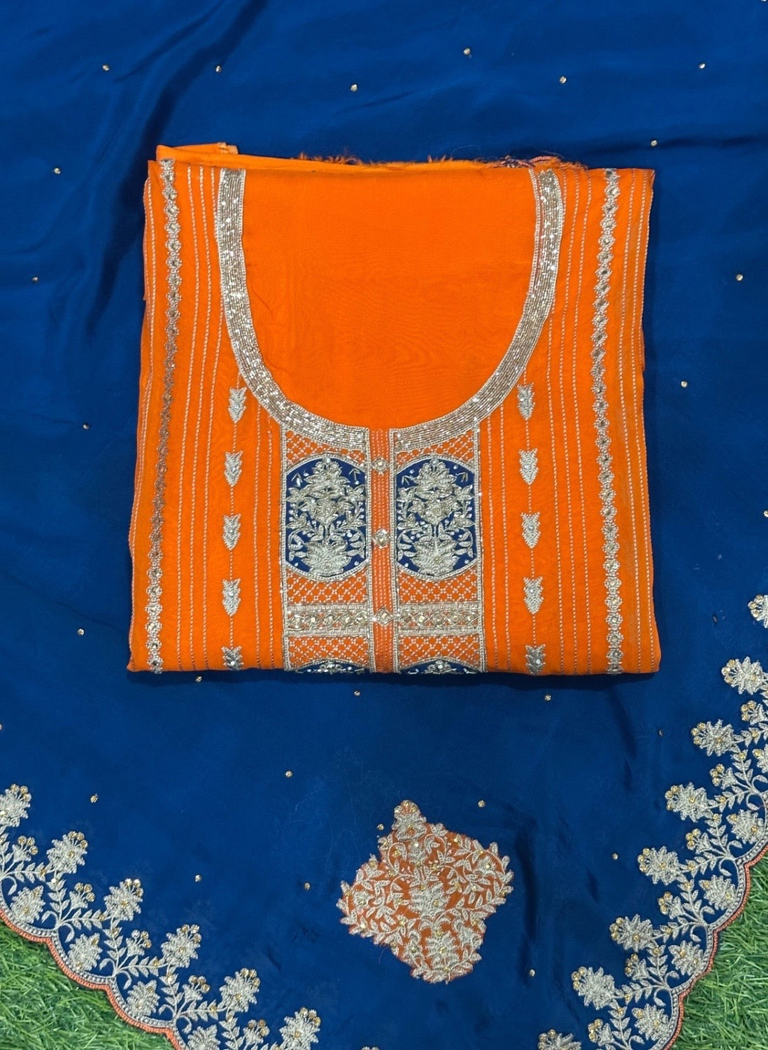 Orange Organza Suit | Wedding | Party Wear | Jaggo | Festival | Casual Wear |