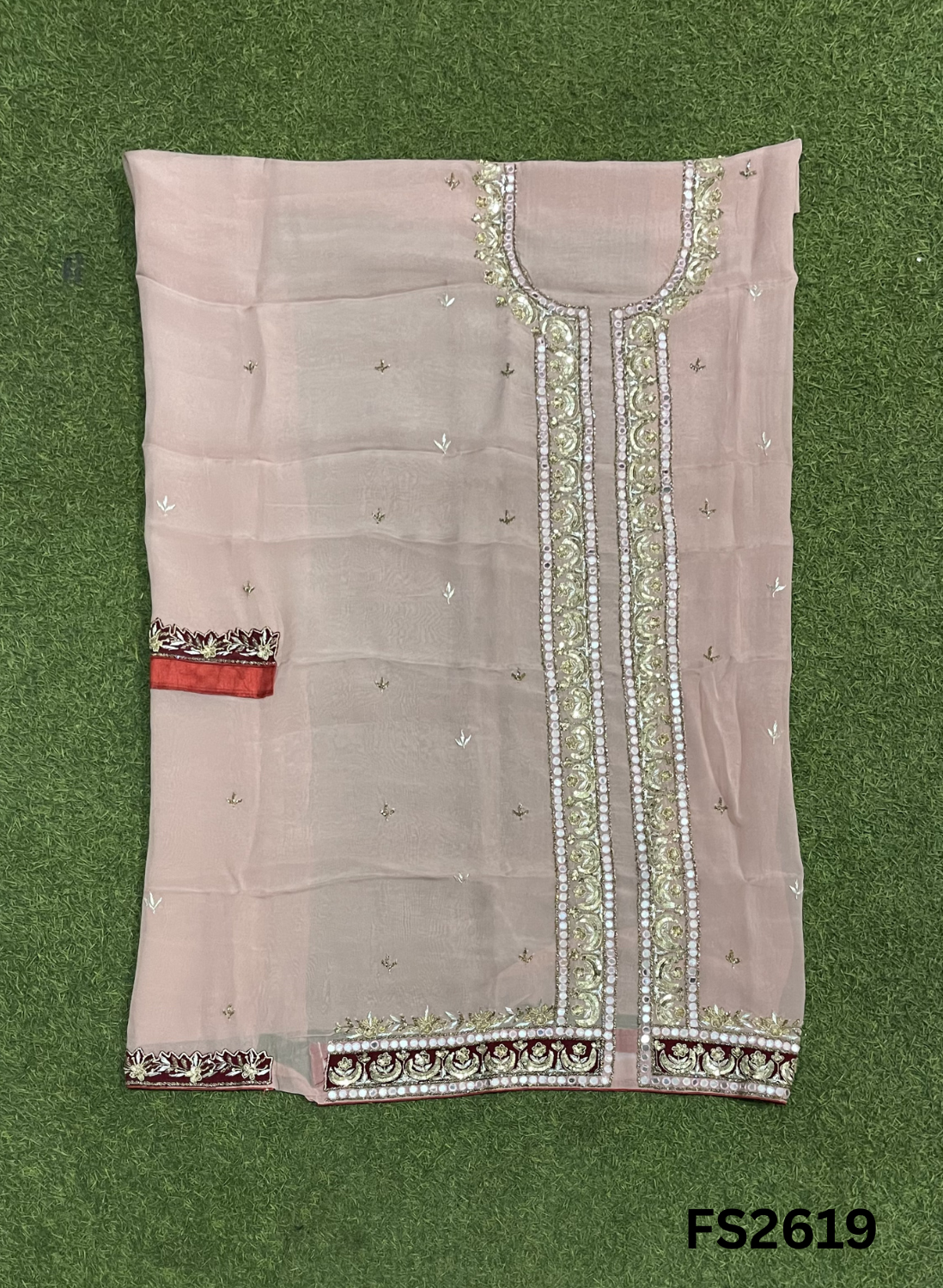 FS2619 | PEACH PINK | Organza Suit | Wedding | Party Wear | Ring Ceremony | Festival Suit |