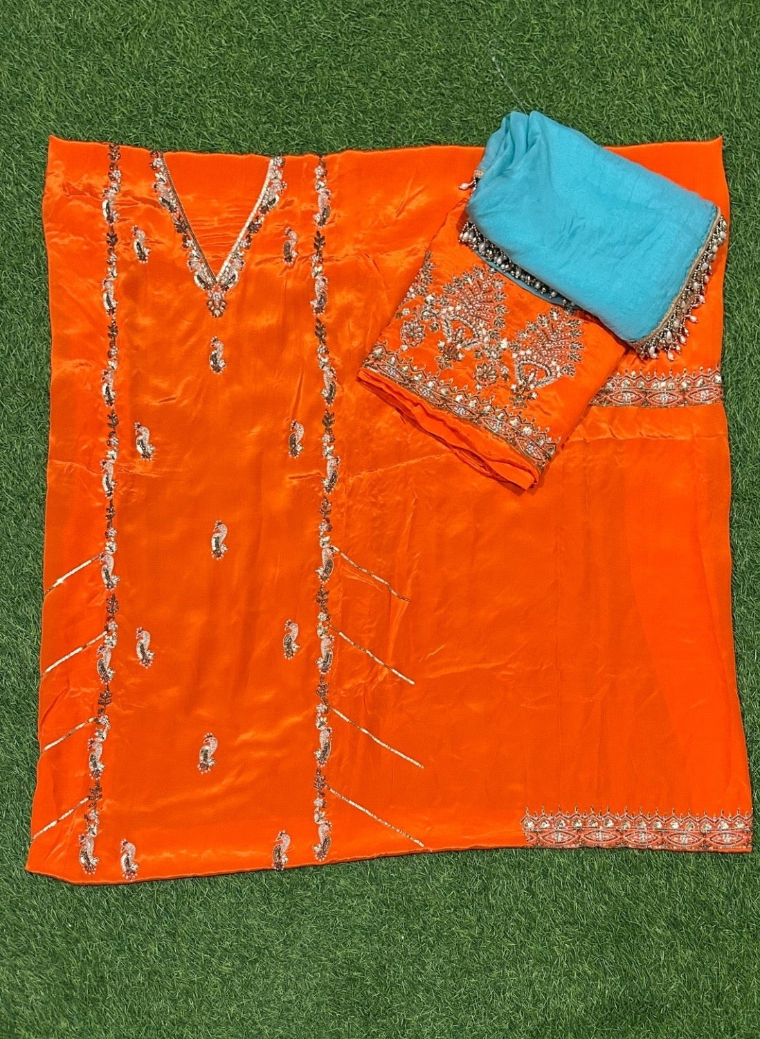Orange | Crepe Suit | Wedding | Party Wear | Casual wear | Festival Suit | FS313
