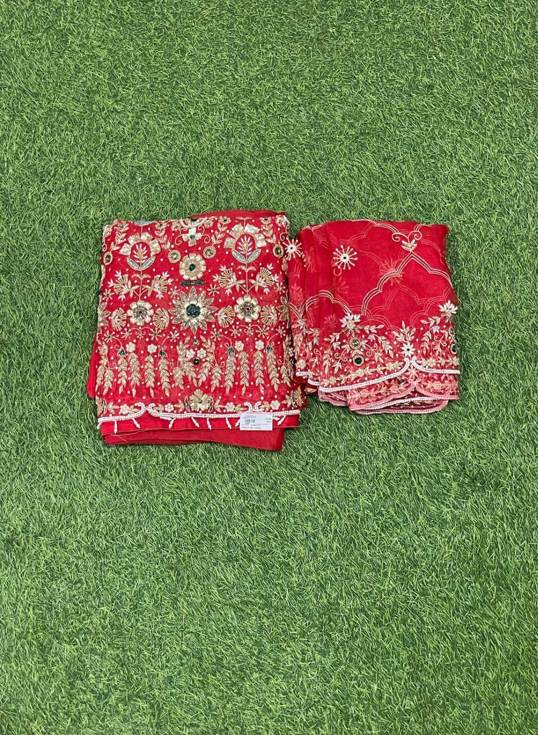 FS666 | Hot pink Pure Organza Suit | Party Wear | Wedding | Jaggo | Ring Ceremony | Festival| Bridal |