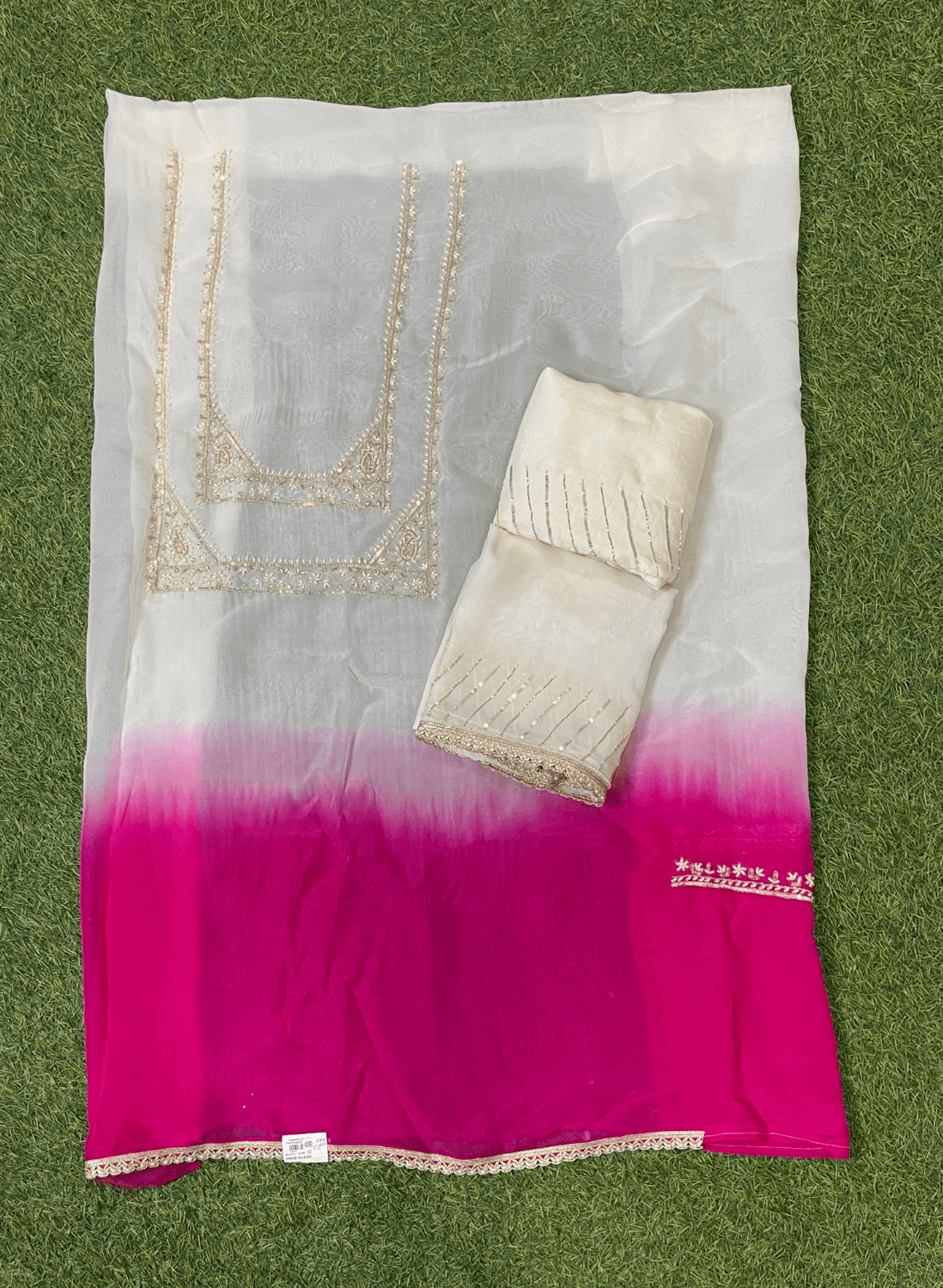 FS1112 | Off-White | Organza Suit| Party Wear | Wedding | Jaggo | Ring Ceremony | Festival |