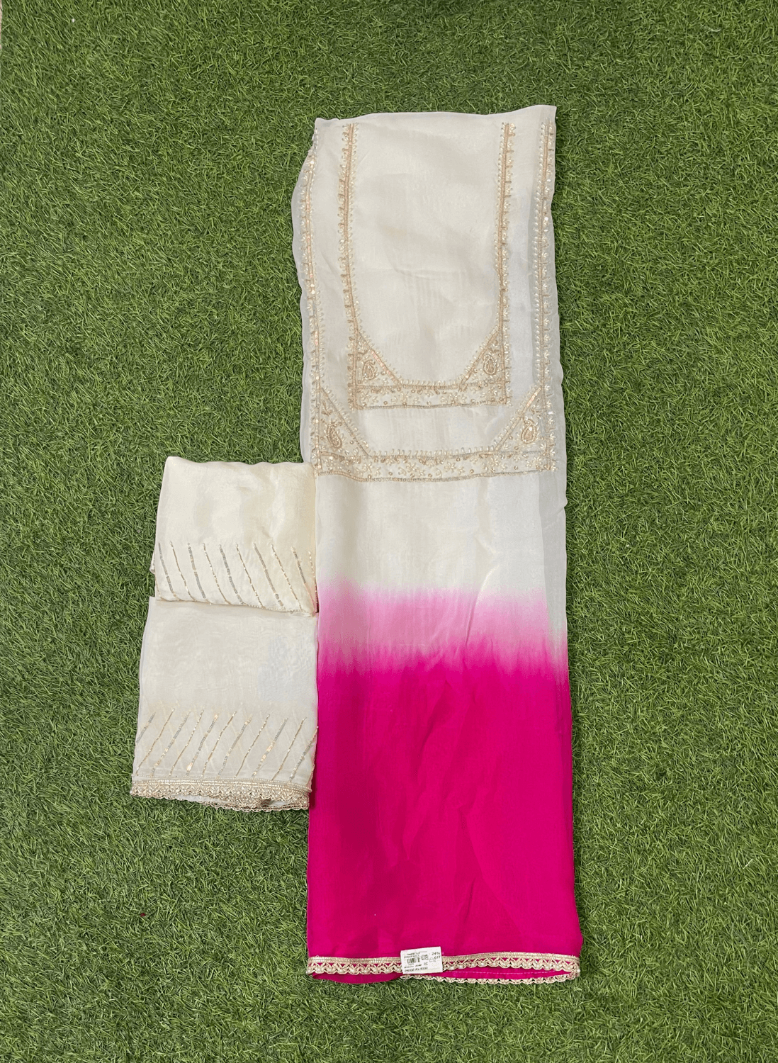 FS1112 | Off-White | Organza Suit| Party Wear | Wedding | Jaggo | Ring Ceremony | Festival |
