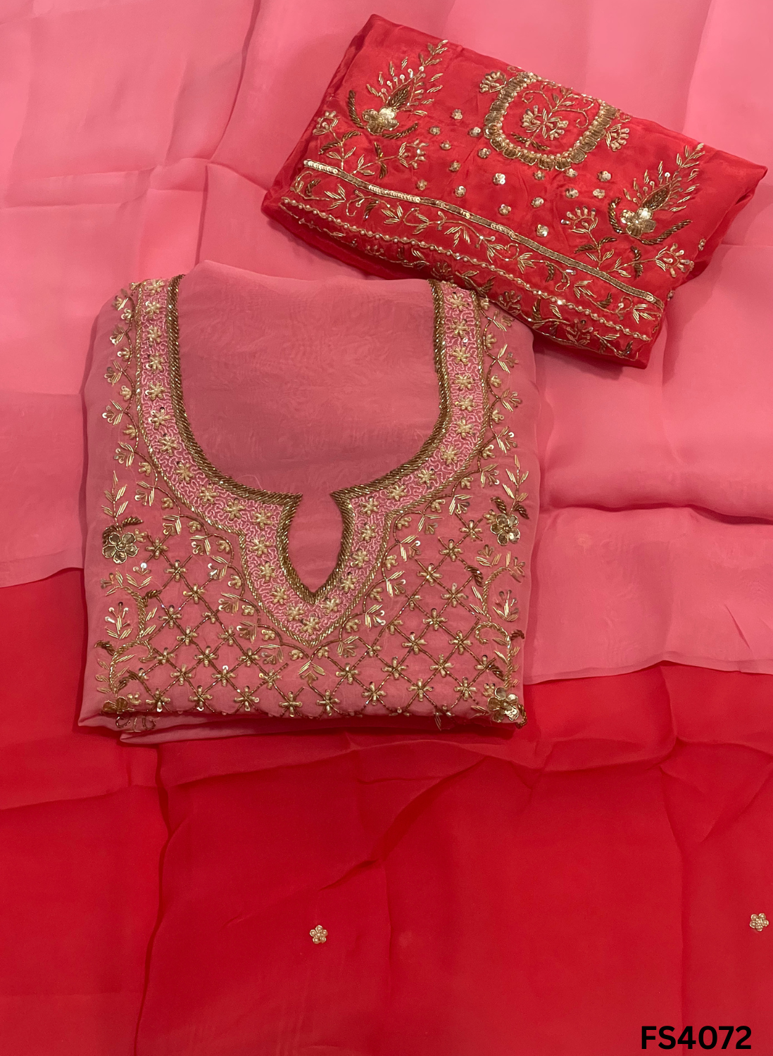 FS4072 | Organza Suit | Double Shade | Jaggo Wear | Party Wear | Ring Ceremony | Wedding Wear |