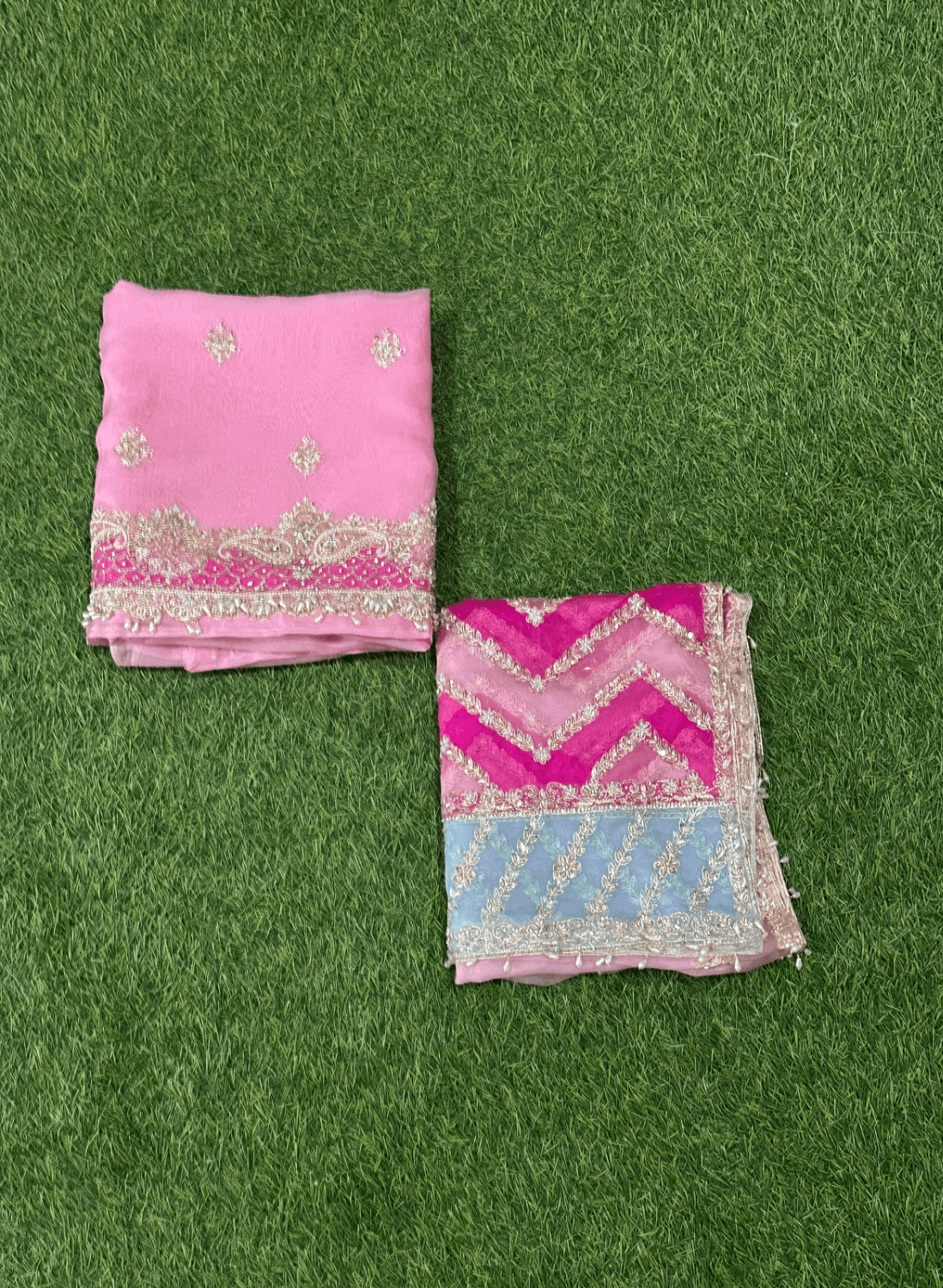 Hot pink & white Pure Organza Suit | Wedding | Party Wear | Jaggo | Festival | Casual Wear |