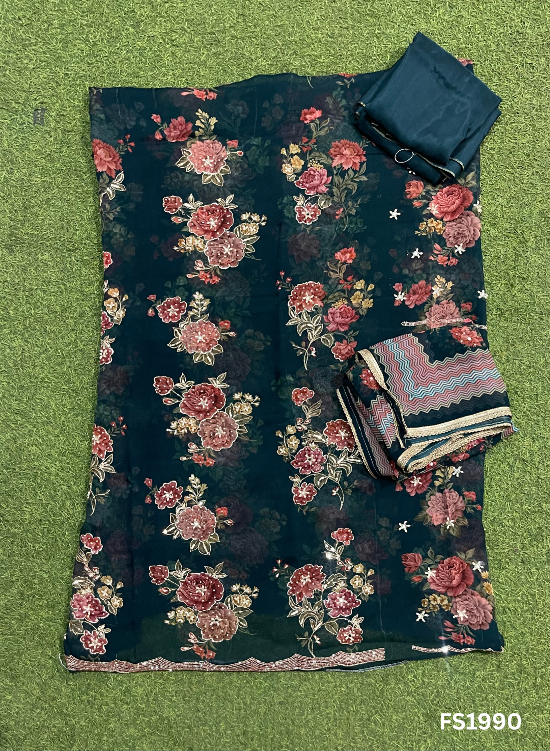 FS1990 | Peacock | Organza | Suit | Wedding | Party Wear | Ring Ceremony | Festival Suit | Allover suit