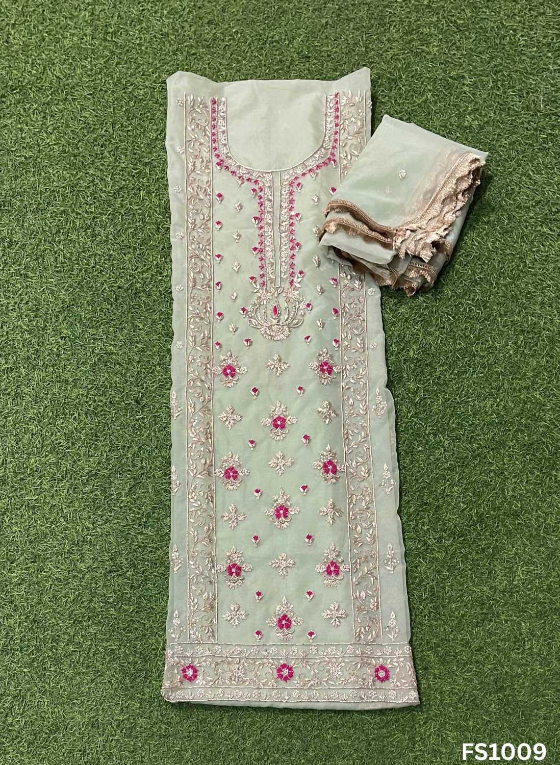 FS1009 | Pista | Organza Suit | Party Wear | Wedding | Jaggo | Ring Ceremony | Festival