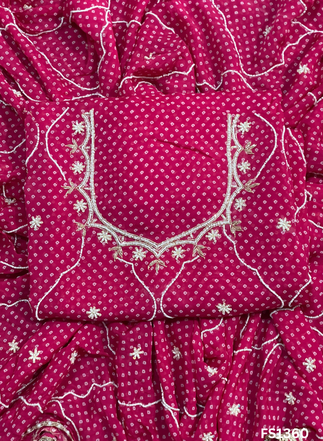 FS1360 | Hot-Pink | Organza | Suit | Wedding | Party Wear | Ring Ceremony | Festival Suit | Allover suit