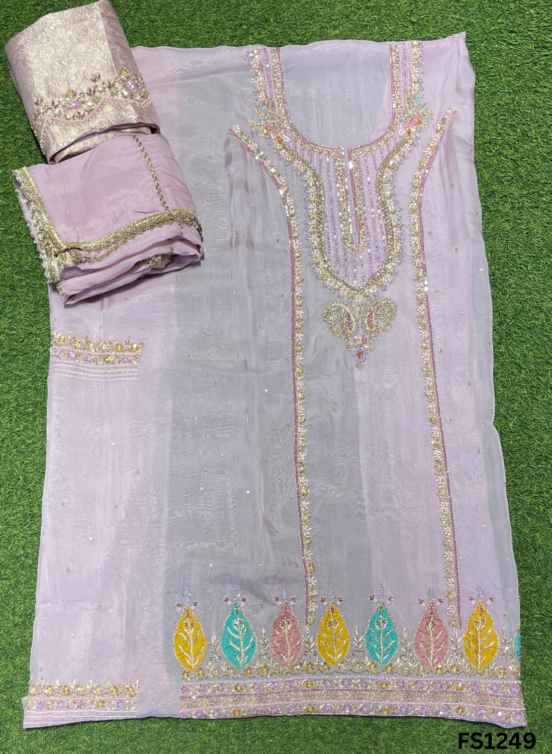 FS1249 | Levender | Organza Suit | Party Wear | Wedding | Jaggo | Ring Ceremony | Festival |