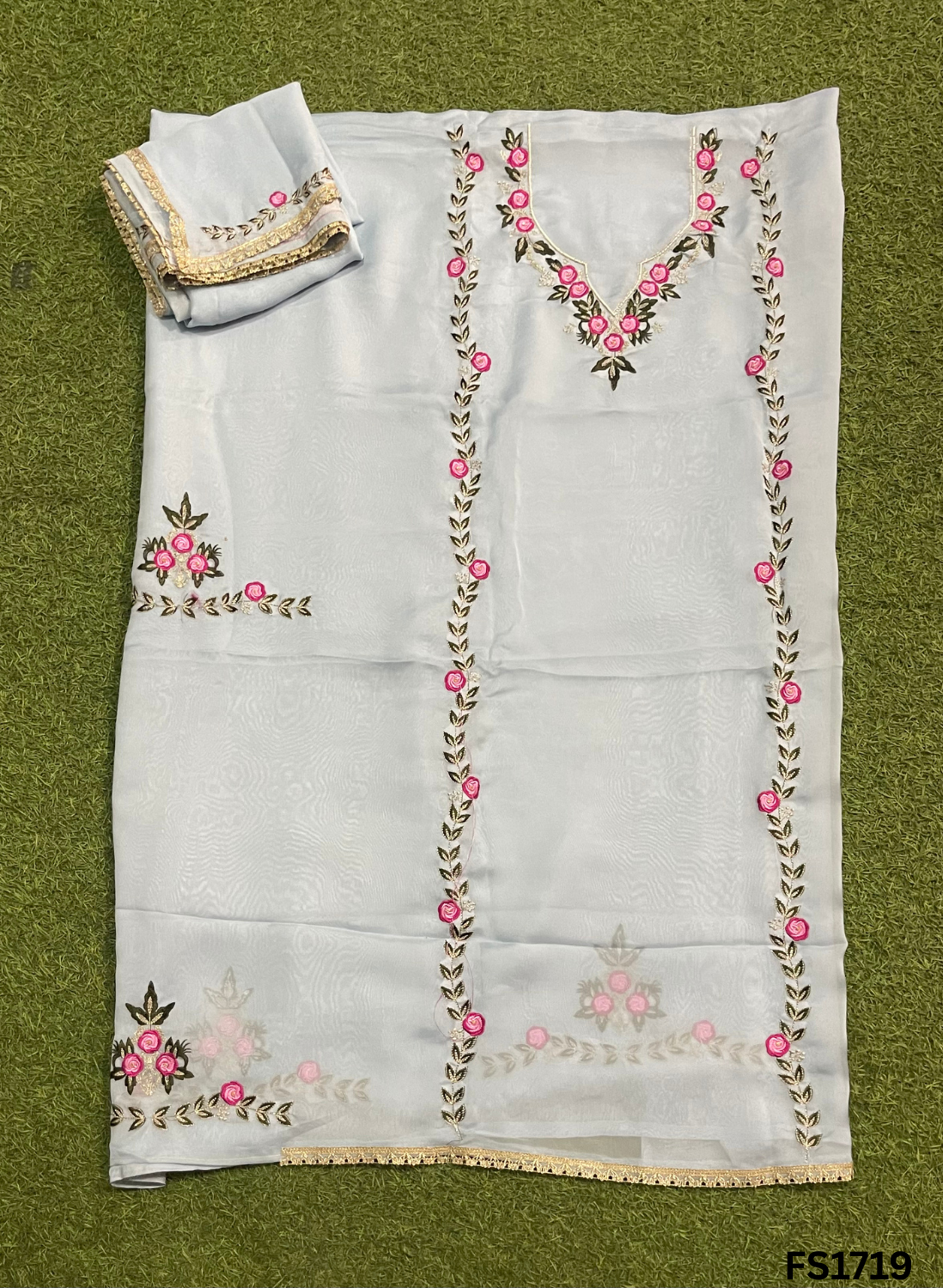 FS1917 | Sky-Blue | Organza | Suit | Wedding | Party Wear | Ring Ceremony | Festival Suit | Allover suit