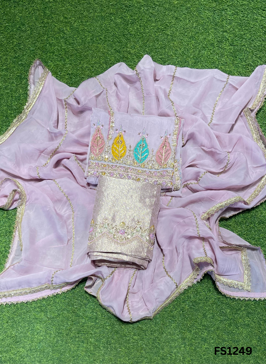 FS1249 | Levender | Organza Suit | Party Wear | Wedding | Jaggo | Ring Ceremony | Festival |