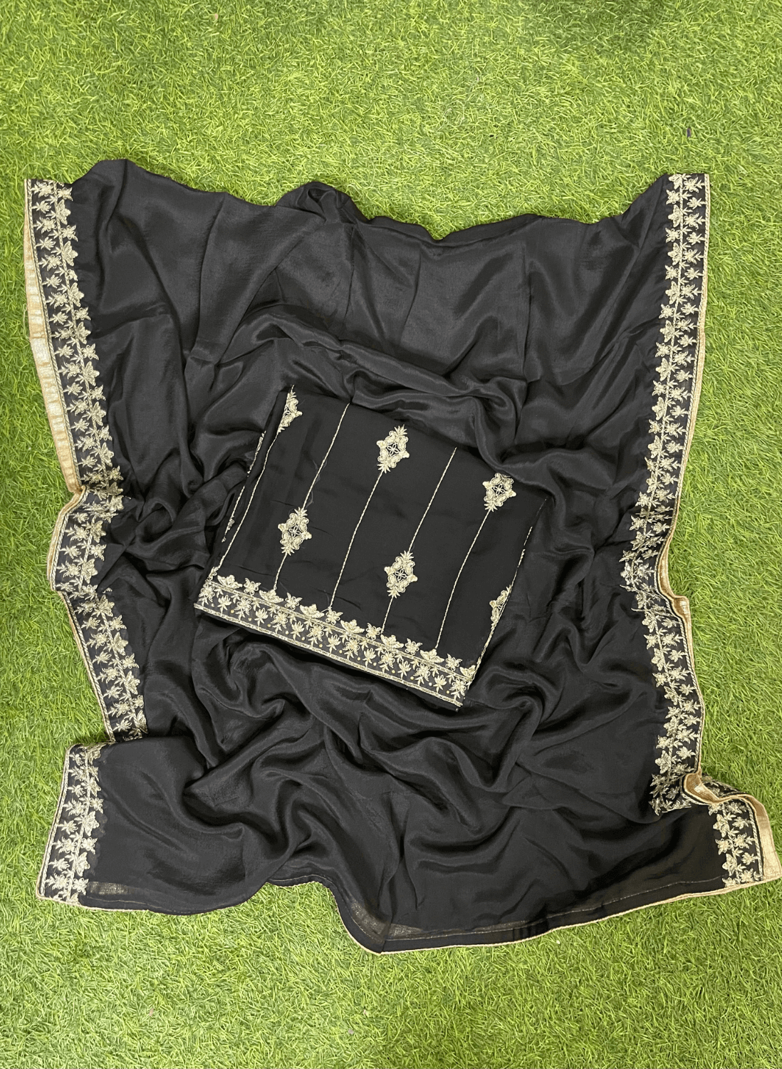 Black | Organza Suit | Wedding | Party Wear | Jaggo | Festival | Casual Wear| FS057