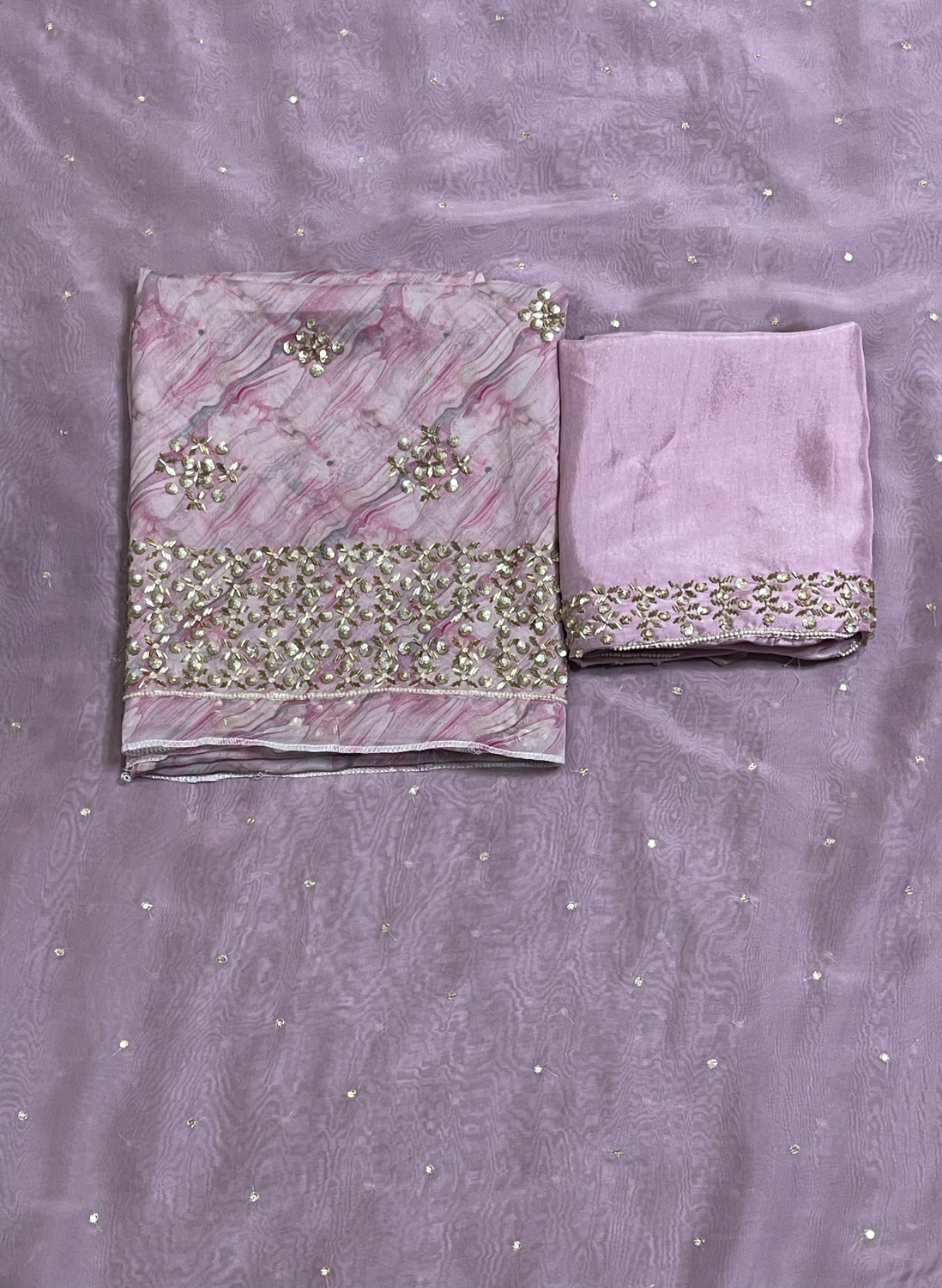 FS328 | Lavender | Organza Suit | Party Wear | Wedding | Ring Ceremony | Festival | Bridal | F9EFAA