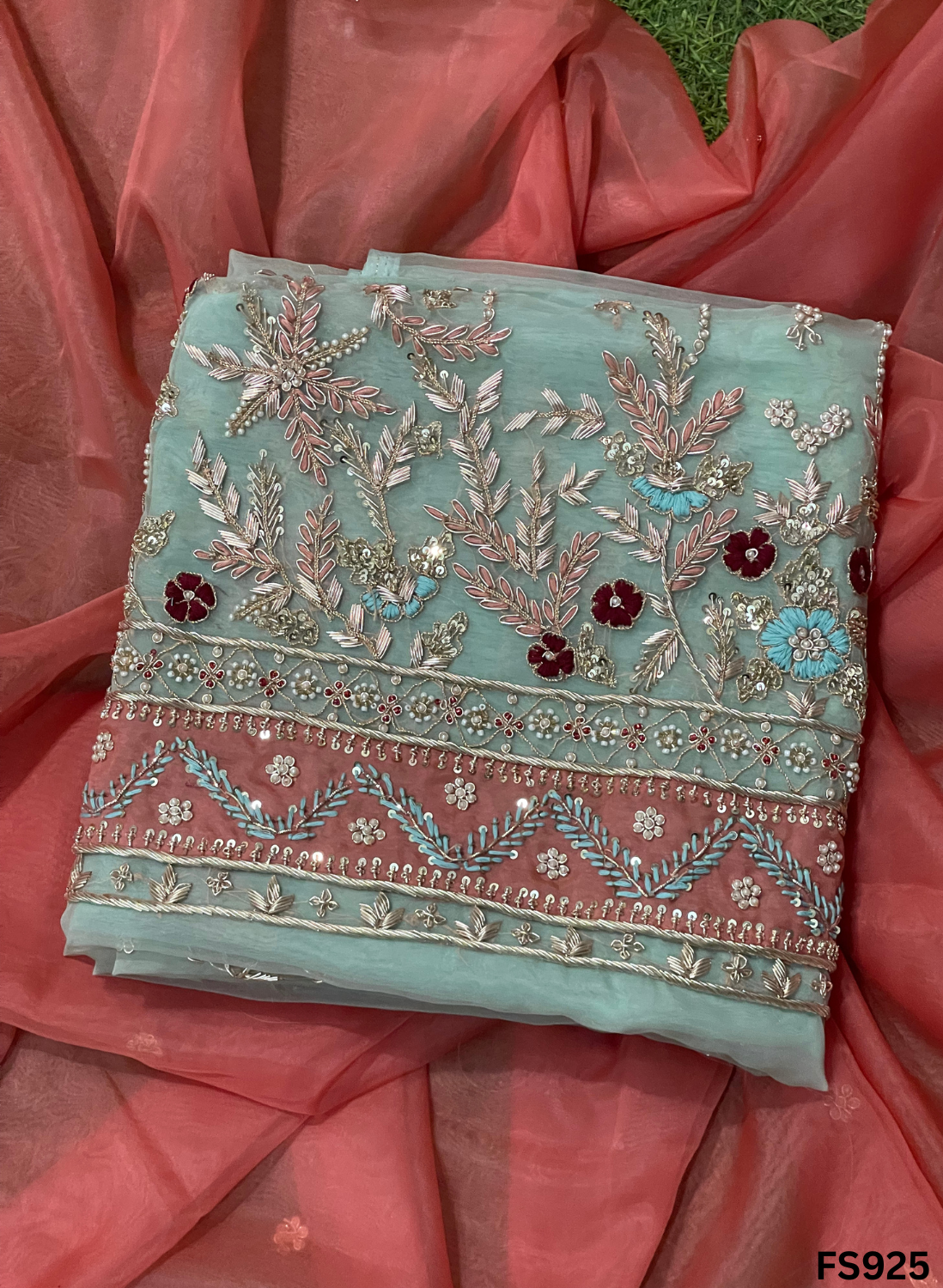 FS925 | Pista | Organza Suit| Party Wear | Wedding | Jaggo | Ring Ceremony | Festival | | FS043