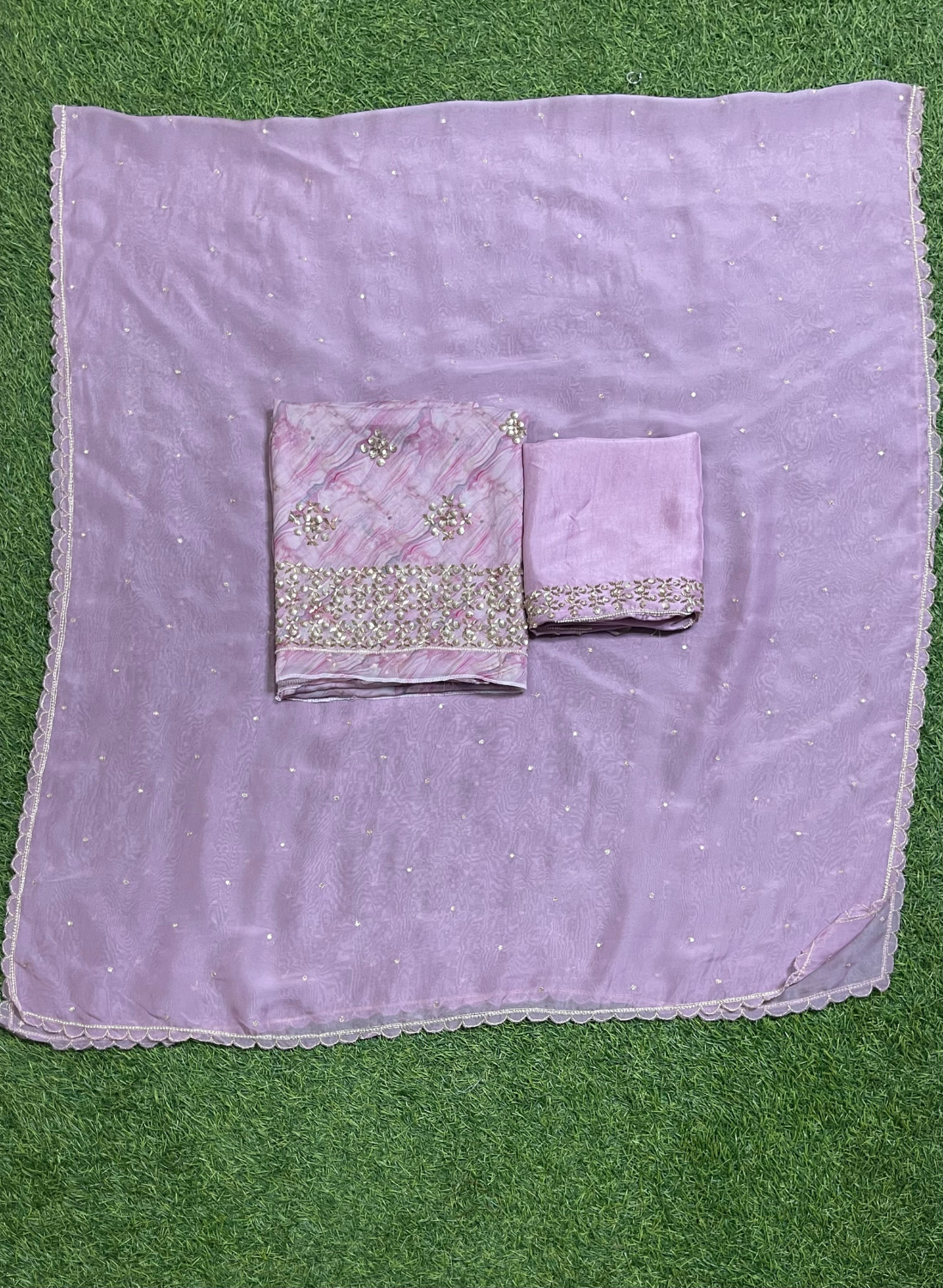 FS328 | Lavender | Organza Suit | Party Wear | Wedding | Ring Ceremony | Festival | Bridal | F9EFAA