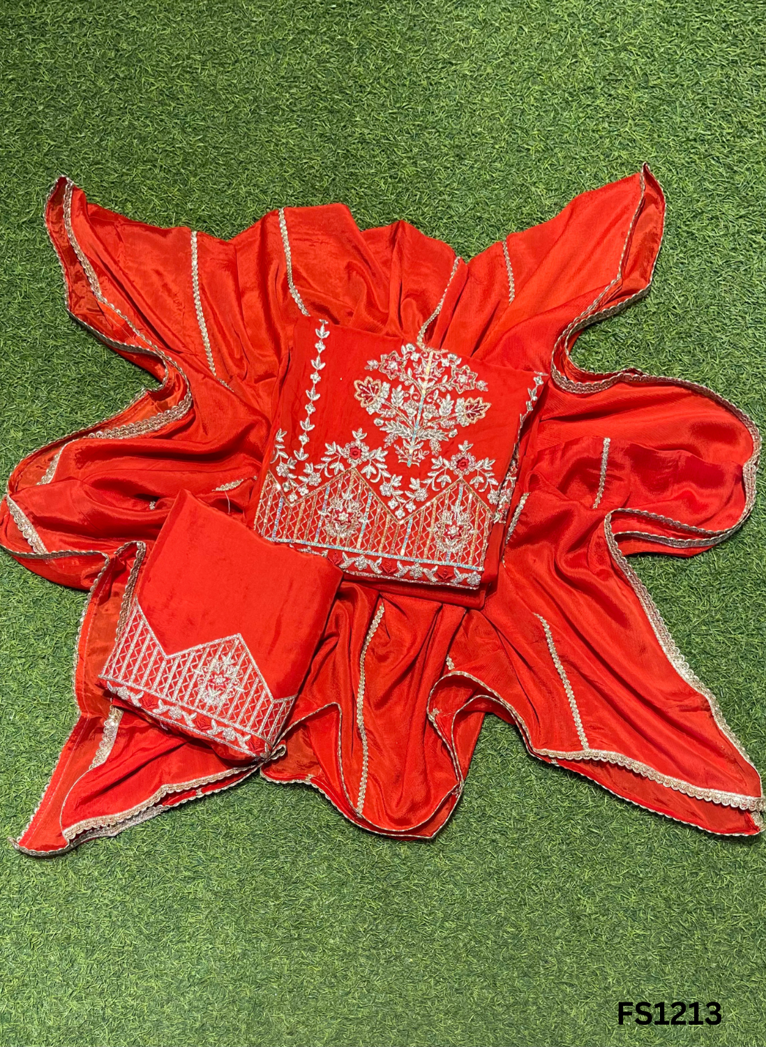 FS1213 | Organza Suit | Party Wear | Wedding | Jaggo | Ring Ceremony | Festival |