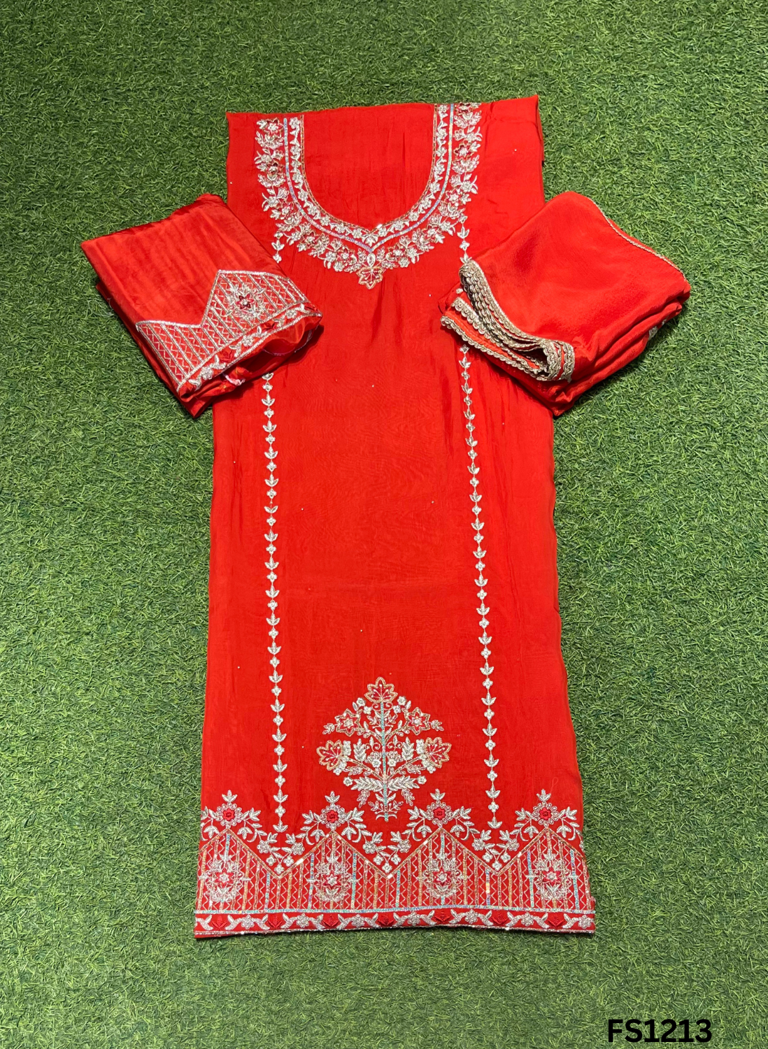 FS1213 | Organza Suit | Party Wear | Wedding | Jaggo | Ring Ceremony | Festival |