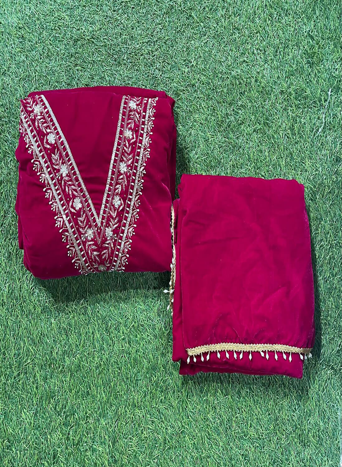 Rust velvet suite | Pure velvet | Wedding | Party Wear | Jaggo | Ring Ceremony | Festival|