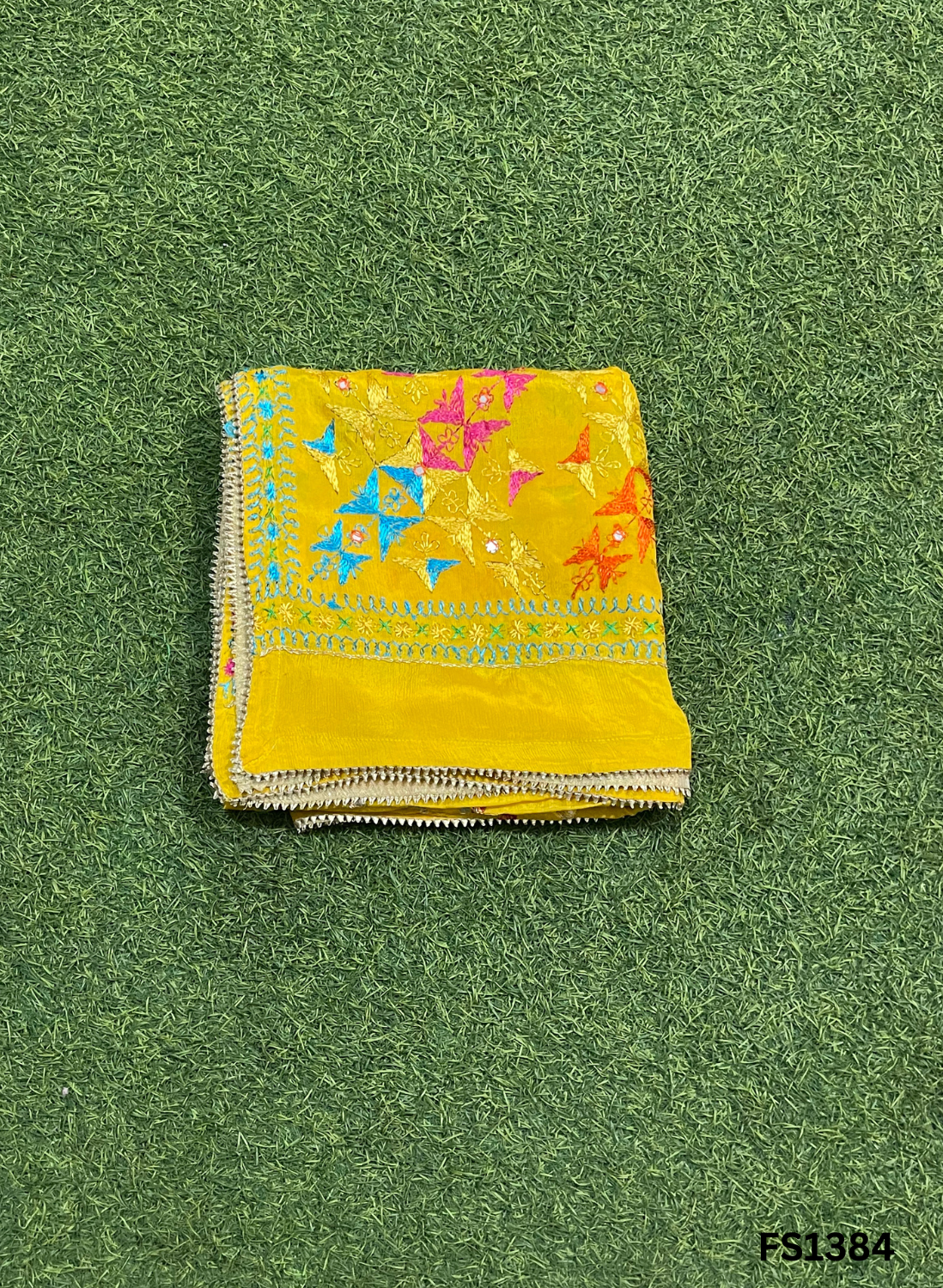 FS1384 | YELLOW | Luxurious| Kamal Chanon | Embroidered | Phulkari | 2.5 Meter of Elegance