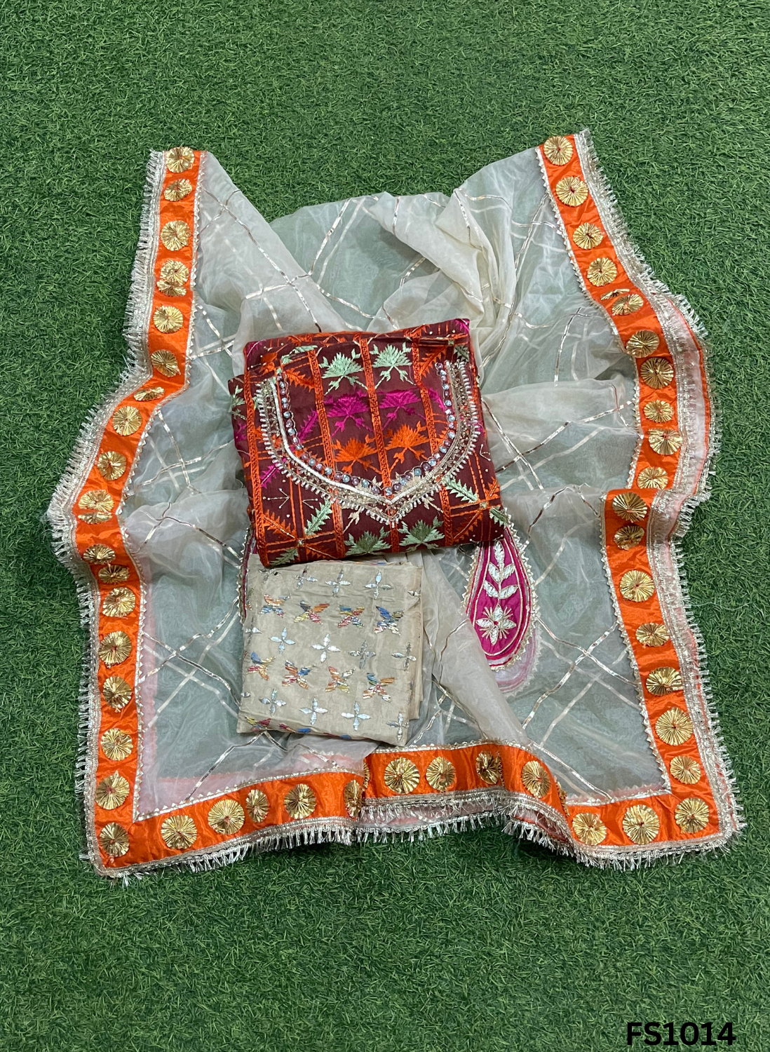 FS1014| Rust Shade | Phulkari Suit | Party Wear | Wedding | Jaggo | Festival |