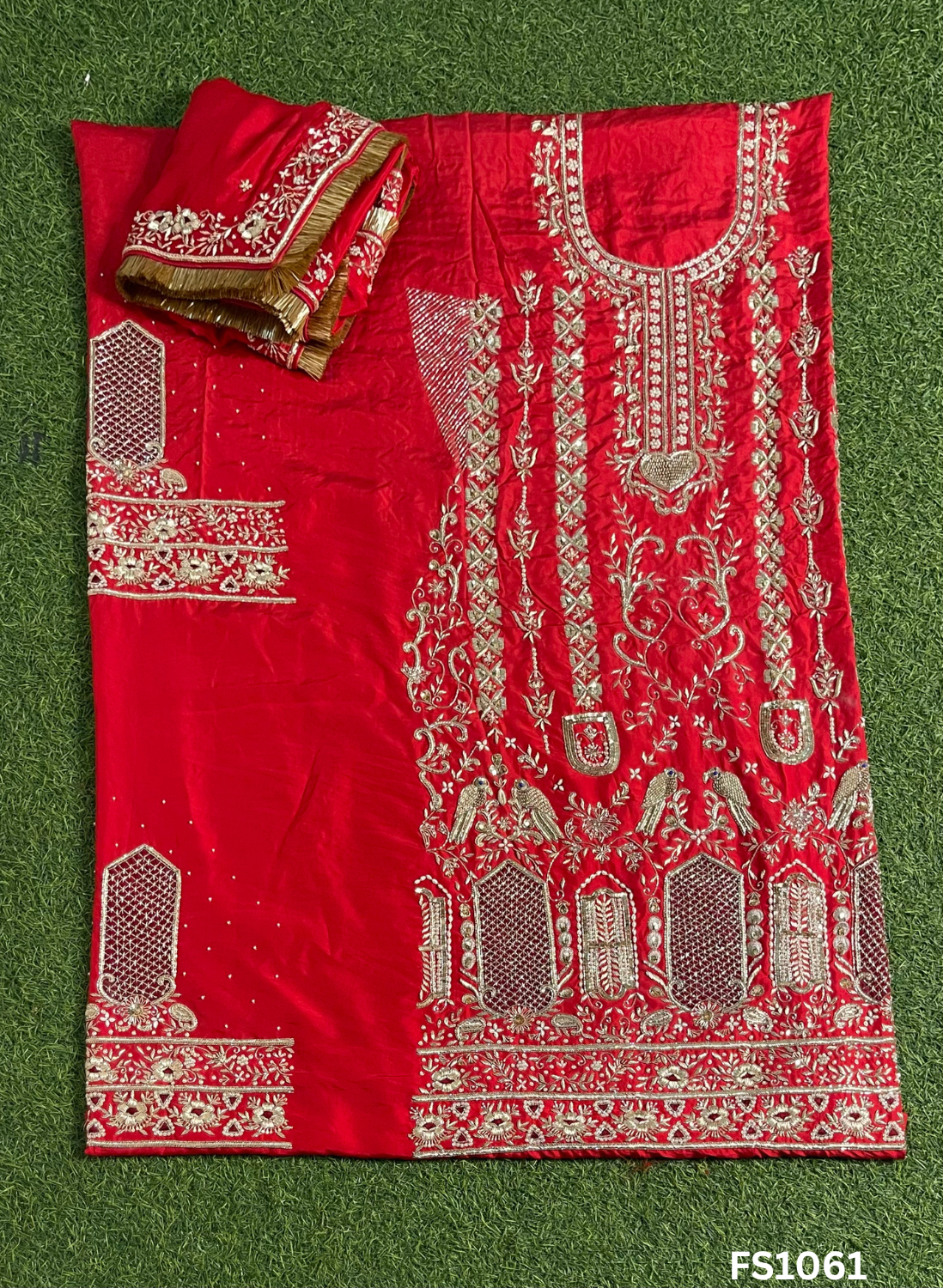 FS1061 | Red Pure Silk Suit | Bridal Suit | Party Wear | Wedding | Festival | Celebrity | Ring Ceremony