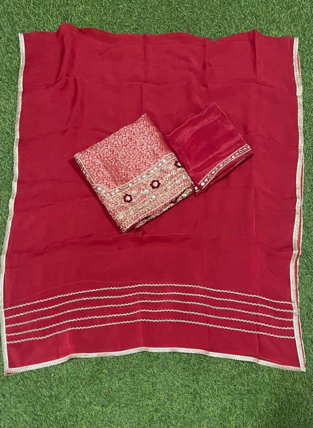 Red Banarsi Silk Suit | Party Wear | Wedding | Ring Ceremony | Festival | Bridal