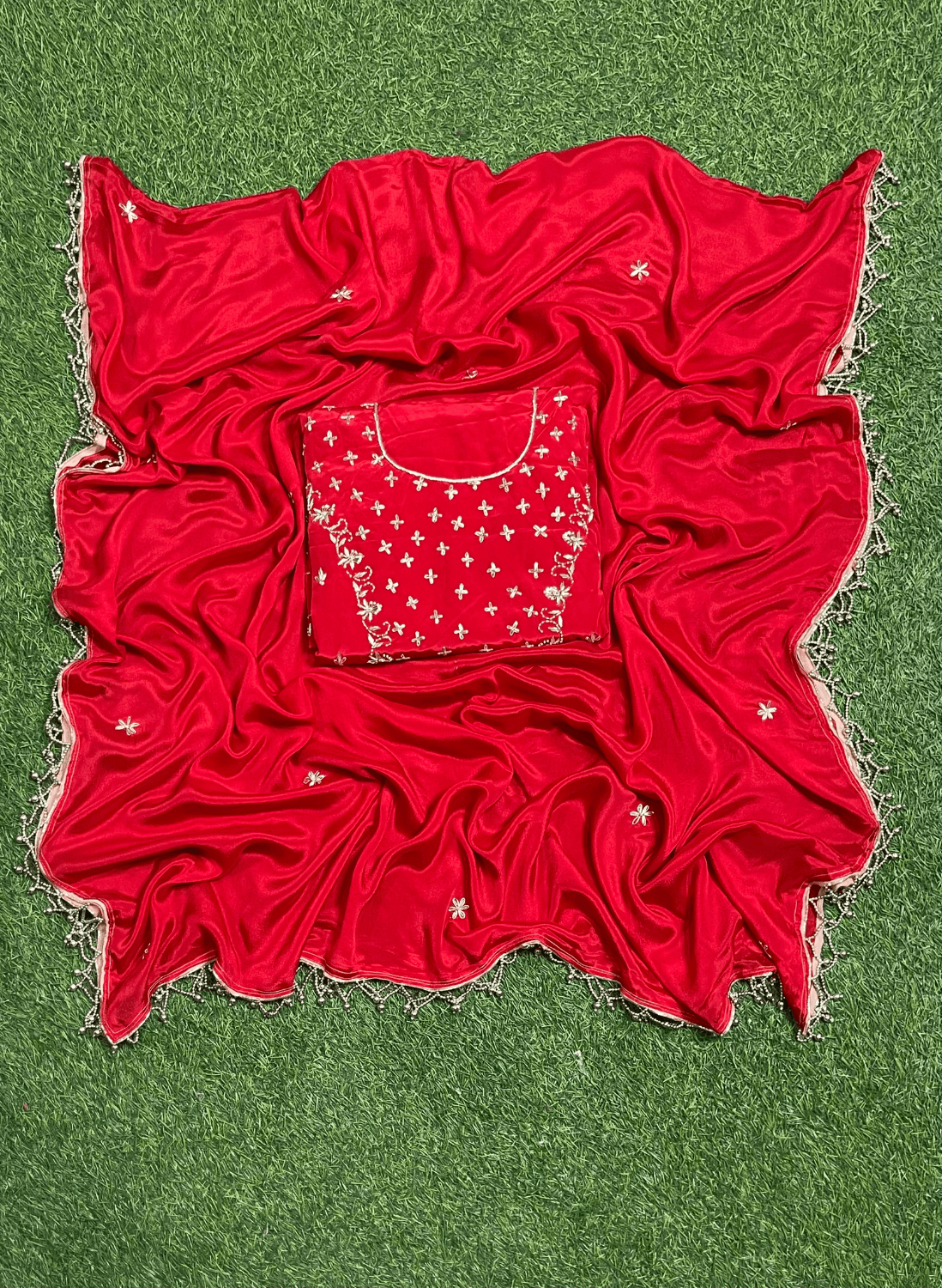 FS215 | Red Crepe | Crepe Suit | Wedding | Party Wear | Ring Ceremony | Festival Suit| F9FFAA