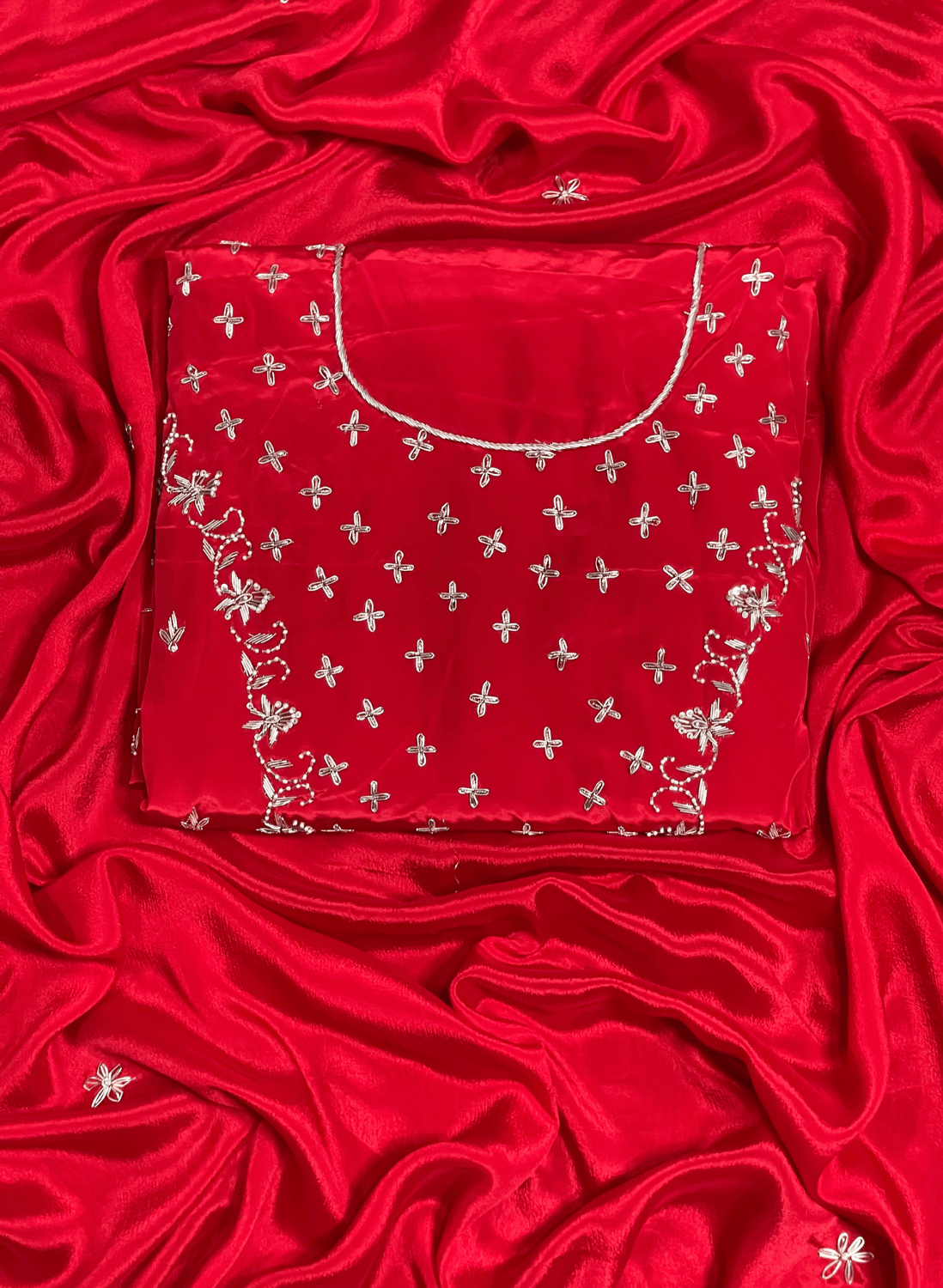 FS215 | Red Crepe | Crepe Suit | Wedding | Party Wear | Ring Ceremony | Festival Suit| F9FFAA
