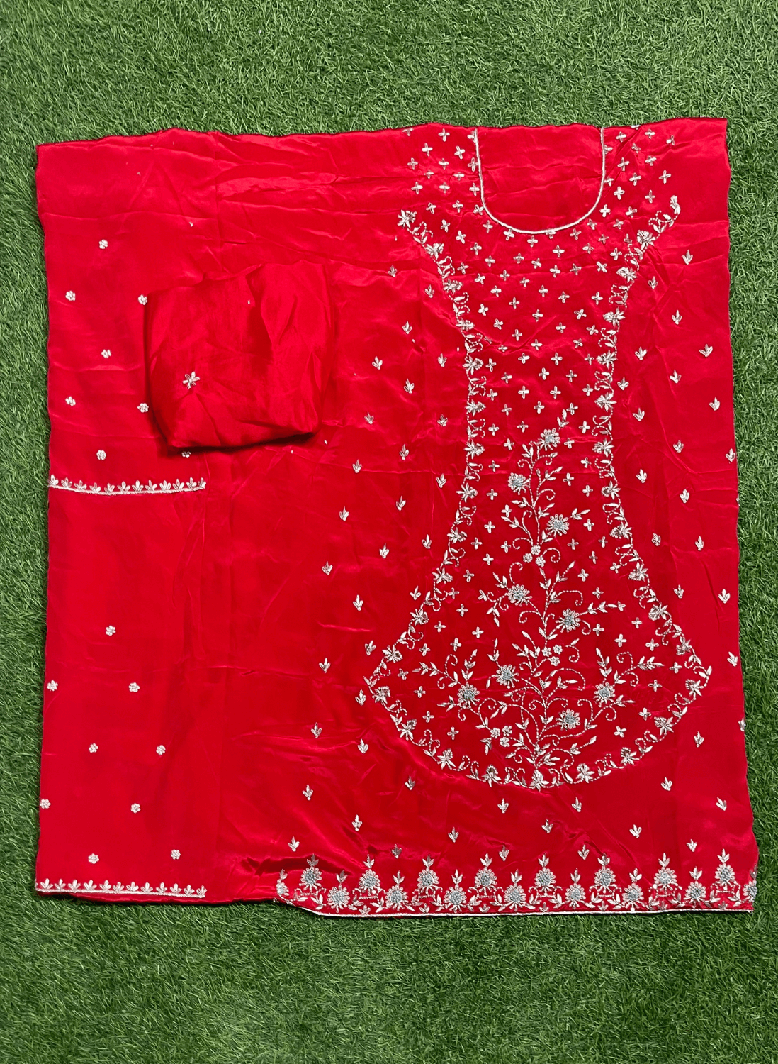 FS215 | Red Crepe | Crepe Suit | Wedding | Party Wear | Ring Ceremony | Festival Suit| F9FFAA
