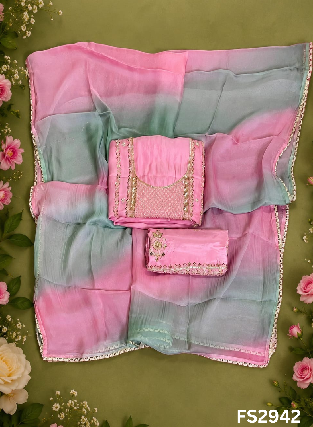 FS2942 | Satin Crepe | Party Wear | Wedding | Jaggo | Ring Ceremony | Festival