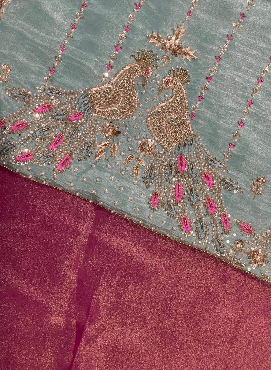Sea green | Shimmer Suit | Party Wear | Wedding | Jaggo | Ring Ceremony | Festival | FS227