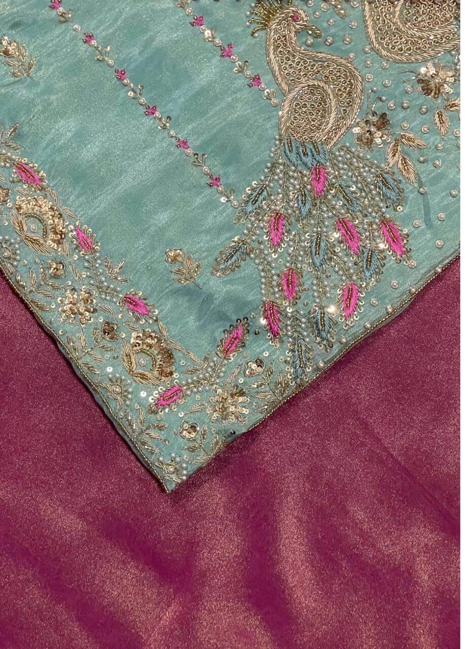 Sea green | Shimmer Suit | Party Wear | Wedding | Jaggo | Ring Ceremony | Festival | FS227